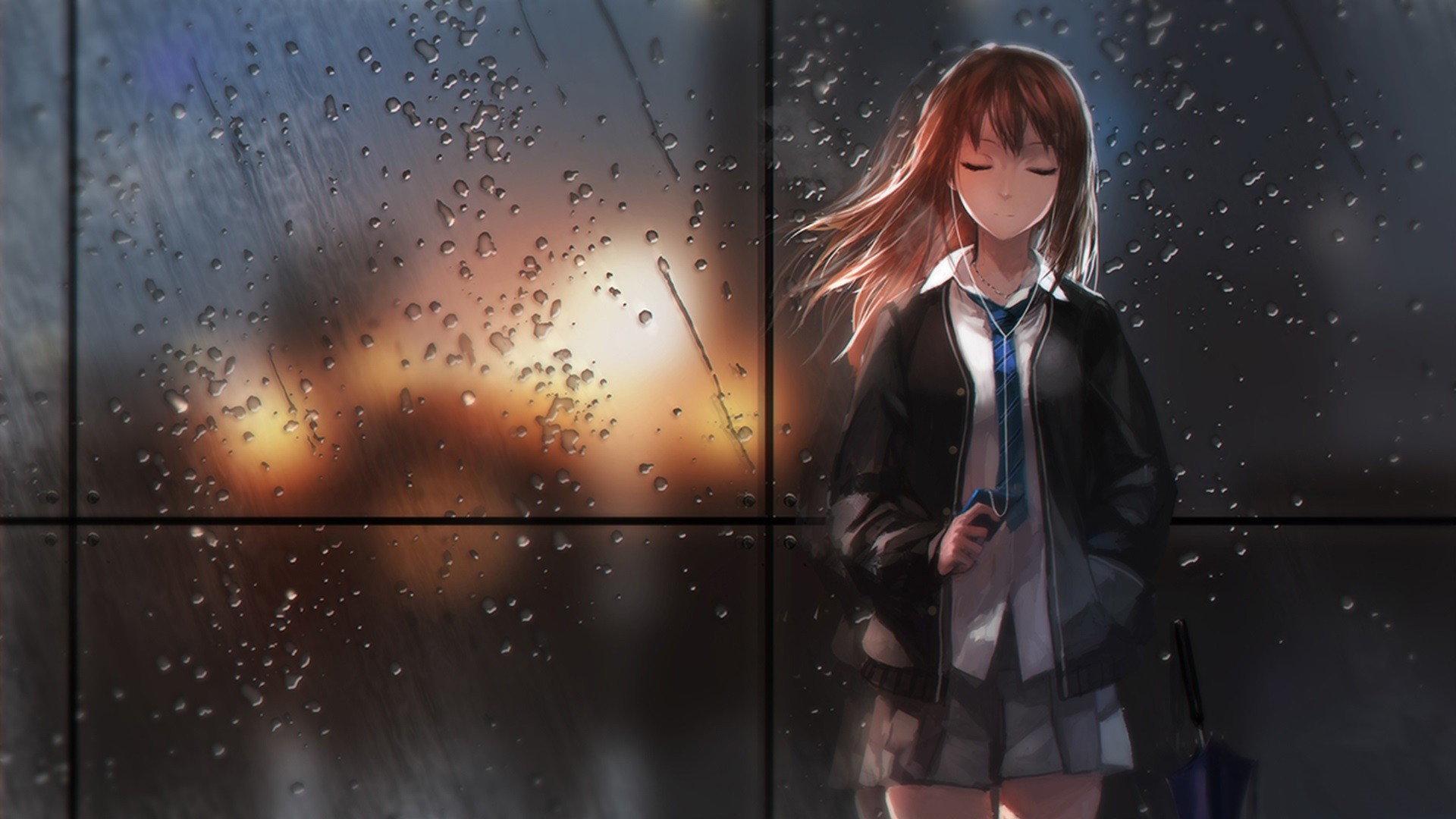 girl, anime, rain Wallpaper, HD Anime 4K Wallpapers, Images, Photos and