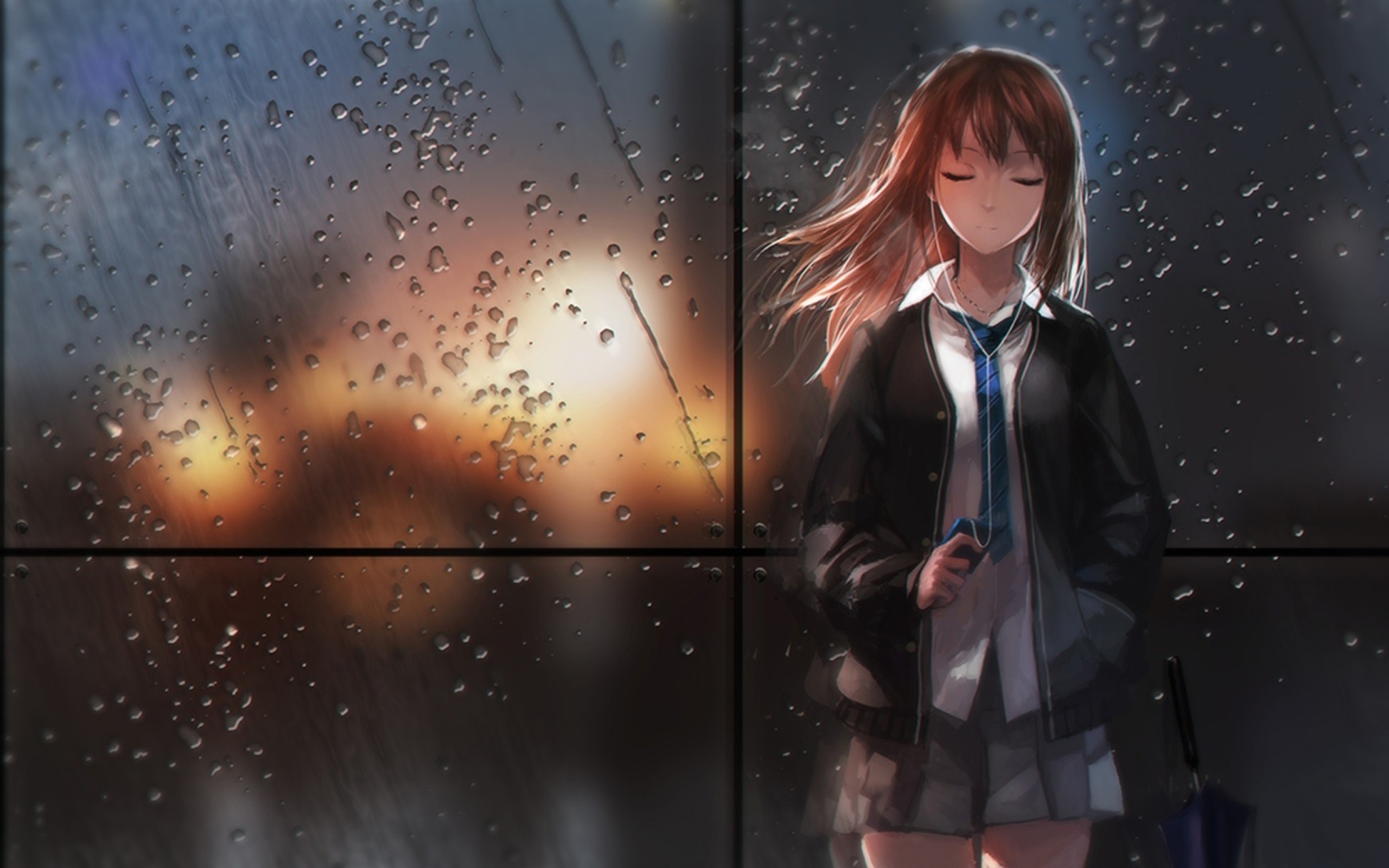 2560x1600 Resolution girl, anime, rain 2560x1600 Resolution Wallpaper ...