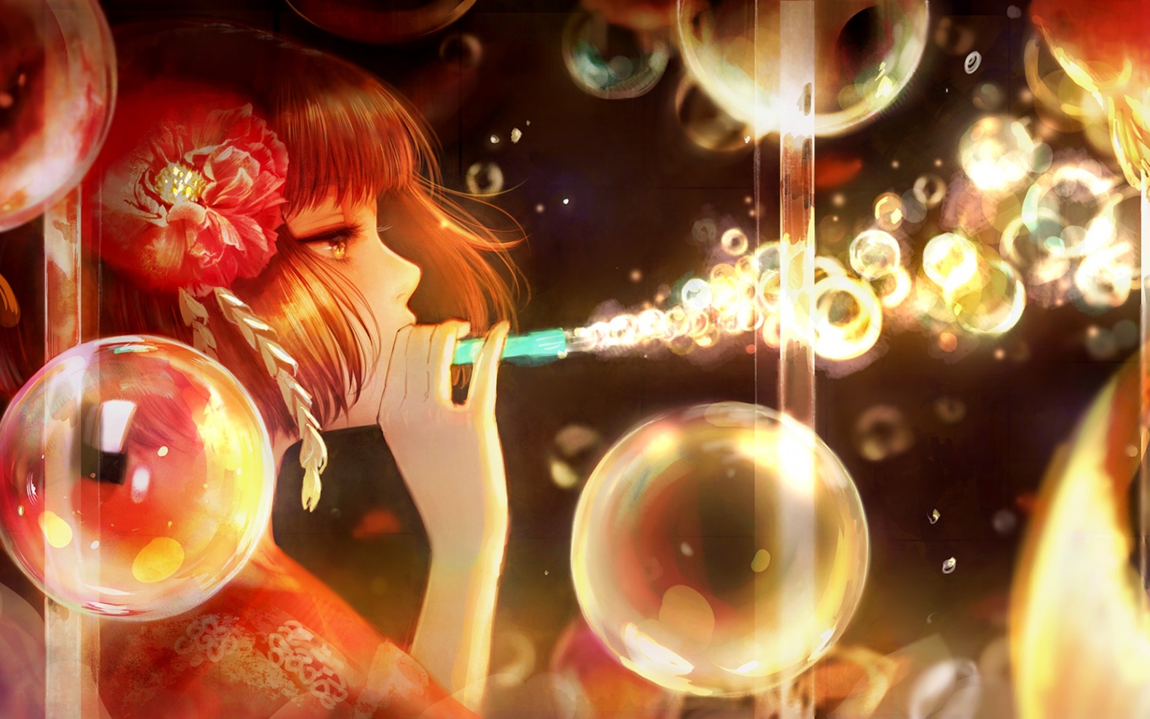 girl, anime, soap bubble Wallpaper, HD Anime 4K Wallpapers, Images