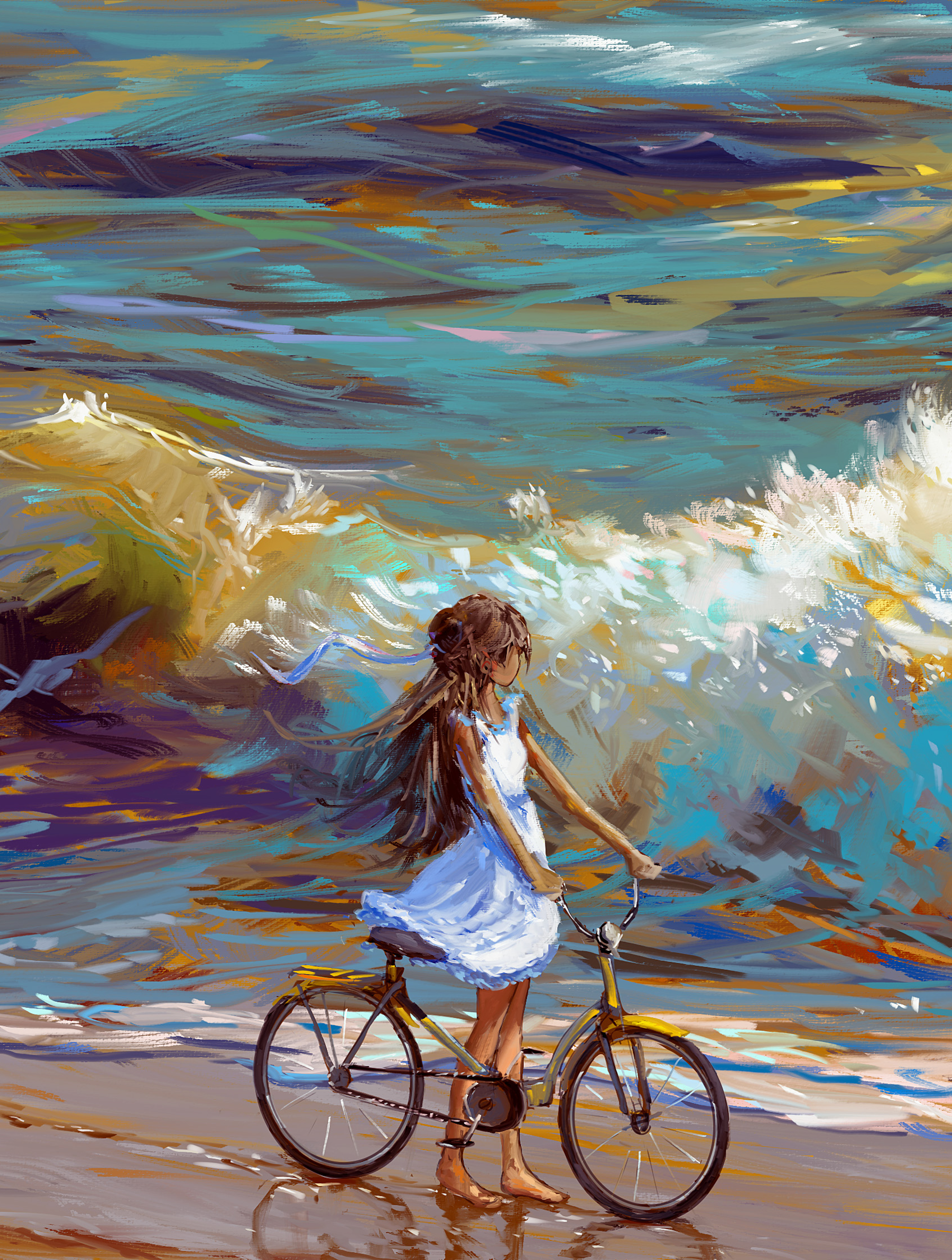 3400x4500 GIrl Cycling Near Sea 4K 3400x4500 Resolution Wallpaper, HD  Artist 4K Wallpapers, Images, Photos and Background - Wallpapers Den
