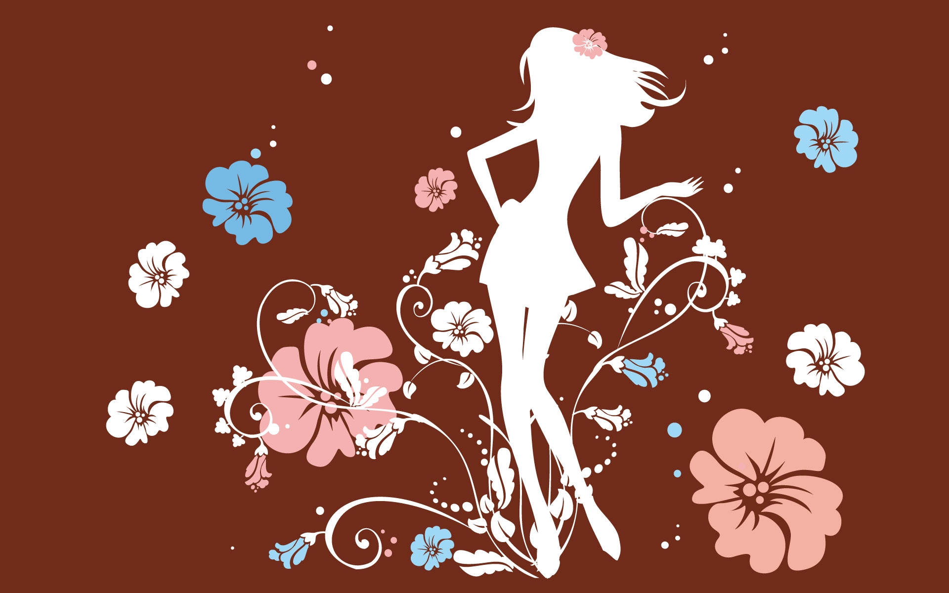 girl, flowers, silhouette Wallpaper, HD Vector 4K Wallpapers, Images