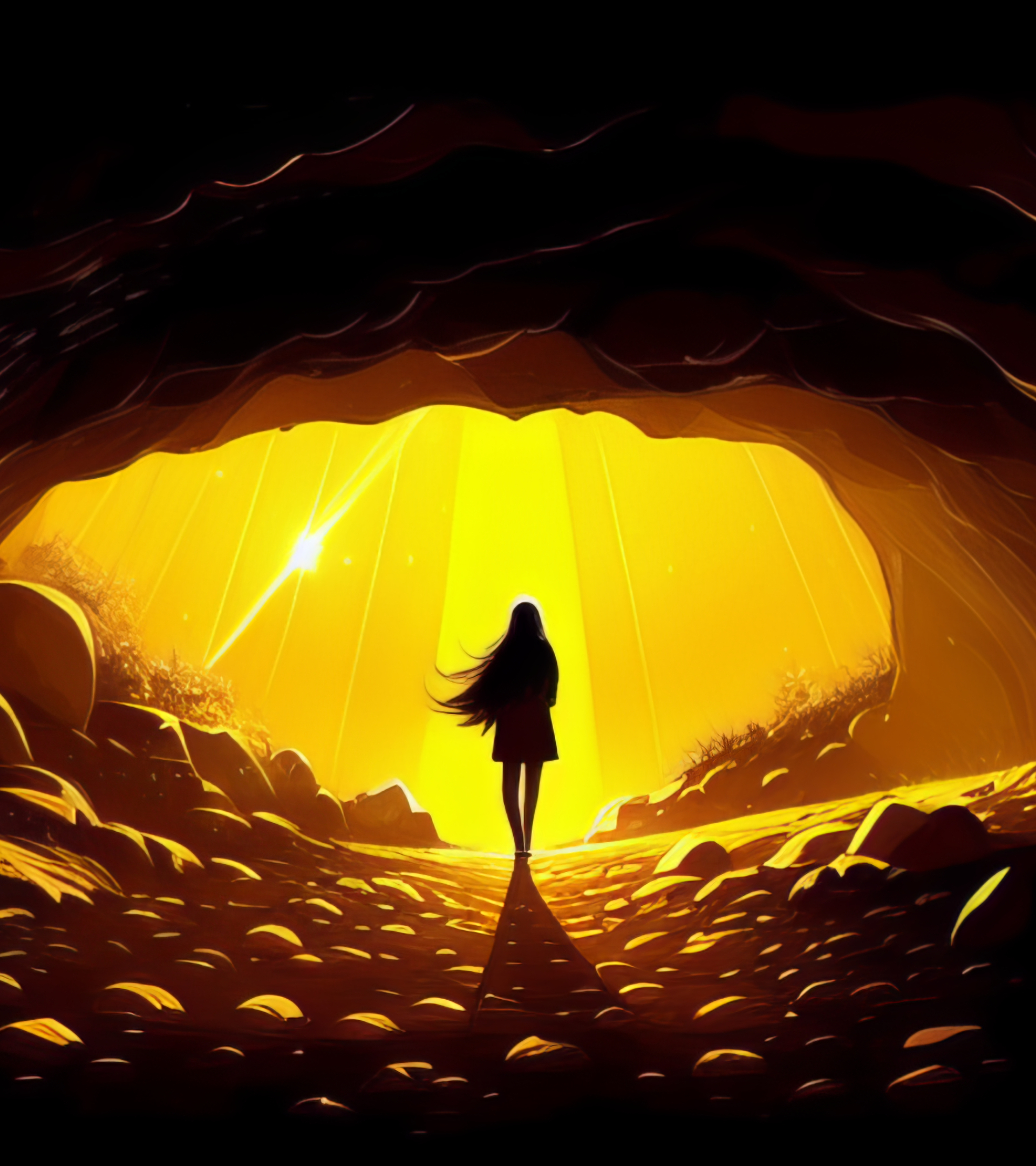 1920x2160 Girl In Cave AI Digital 1920x2160 Resolution Wallpaper, HD ...