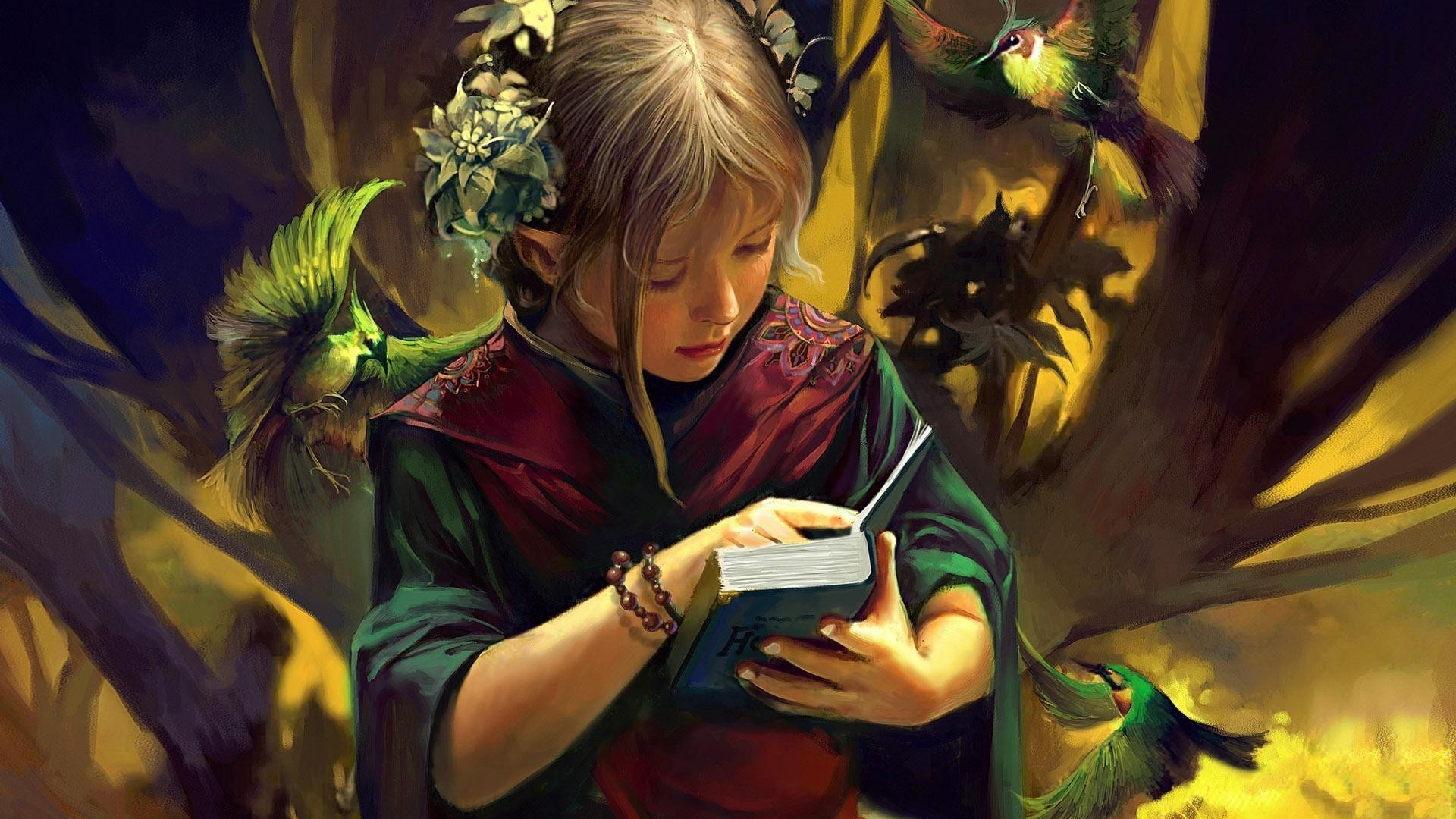 3840x2160 Girl Reading Book Fantasy Art 4K Wallpaper, HD Fantasy 4K  Wallpapers, Images, Photos and Background - Wallpapers Den