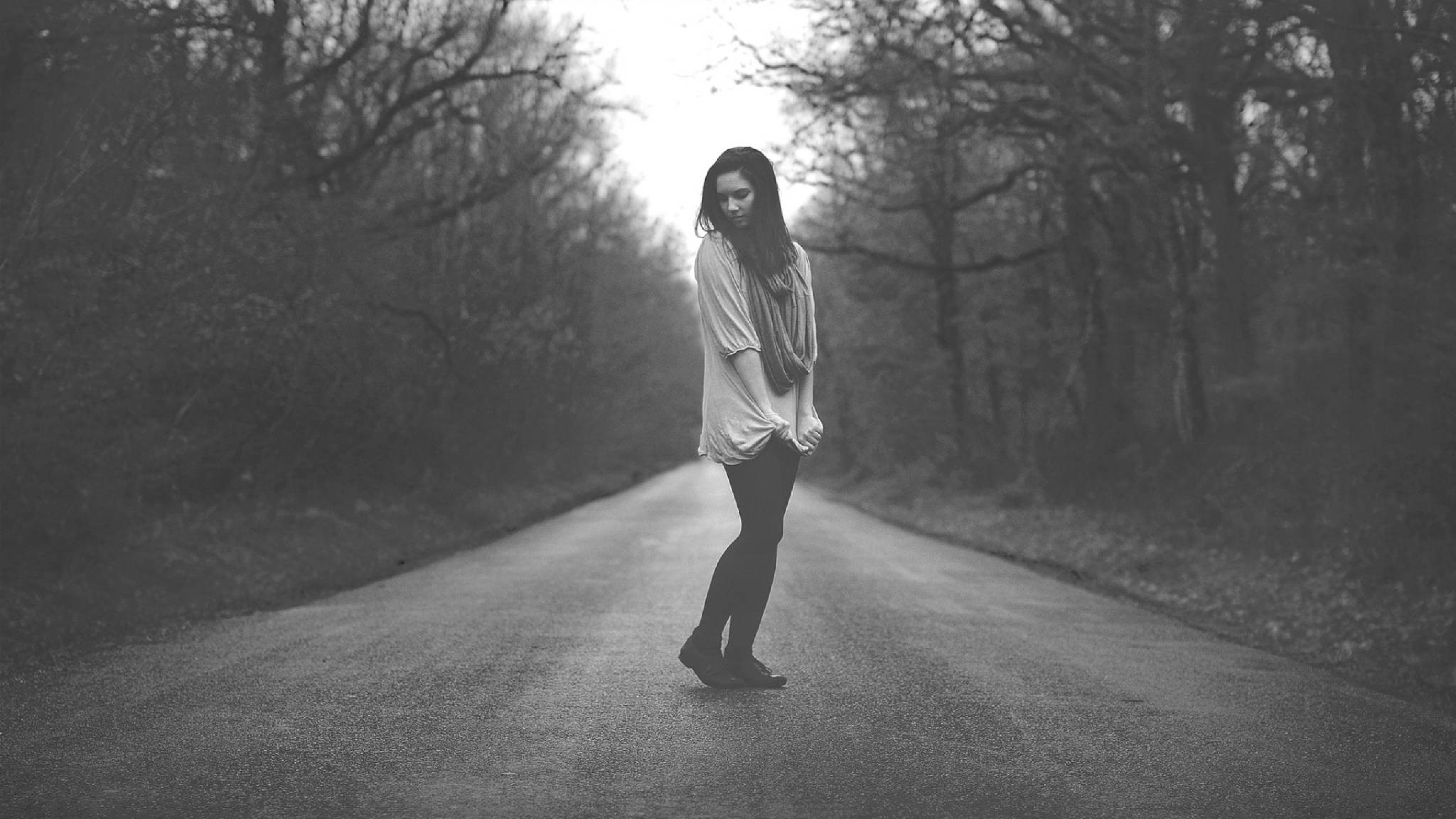 Girl, Road, Stand, Full HD 2K Wallpaper