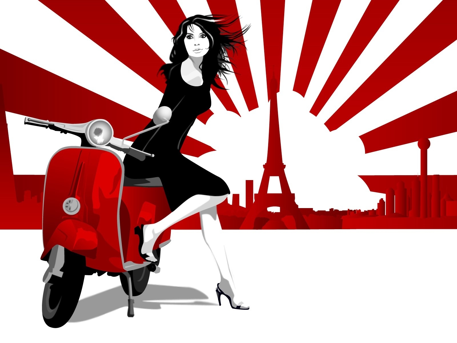 girl, scooter, paris Wallpaper, HD Vector 4K Wallpapers, Images, Photos and  Background - Wallpapers Den