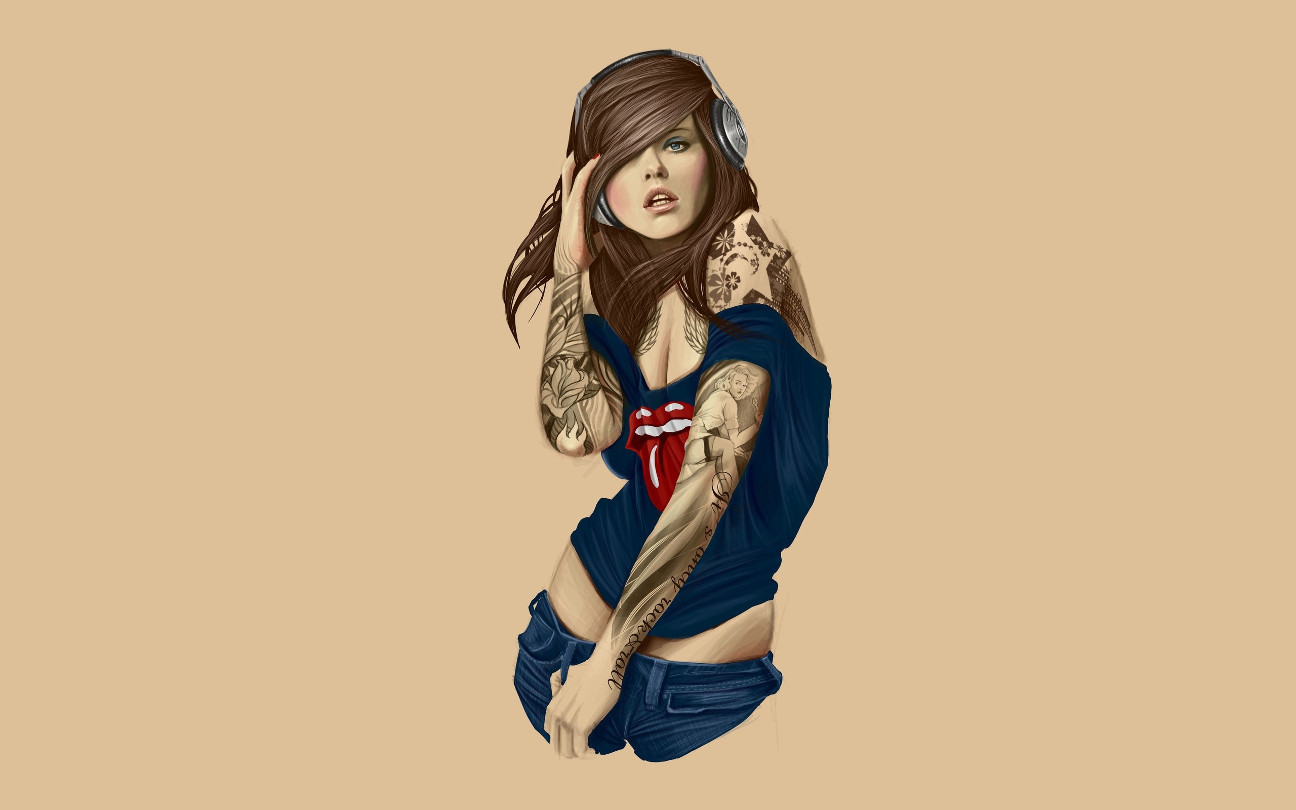 girl, tattoos, headphones Wallpaper, HD Vector 4K Wallpapers, Images,  Photos and Background - Wallpapers Den