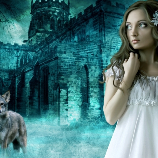 512x512 girl, wolf, castle 512x512 Resolution Wallpaper, HD Fantasy 4K ...