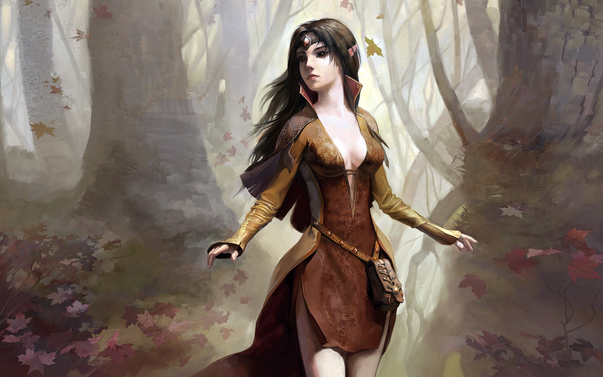 girl, wood, elf Wallpaper, HD Fantasy
