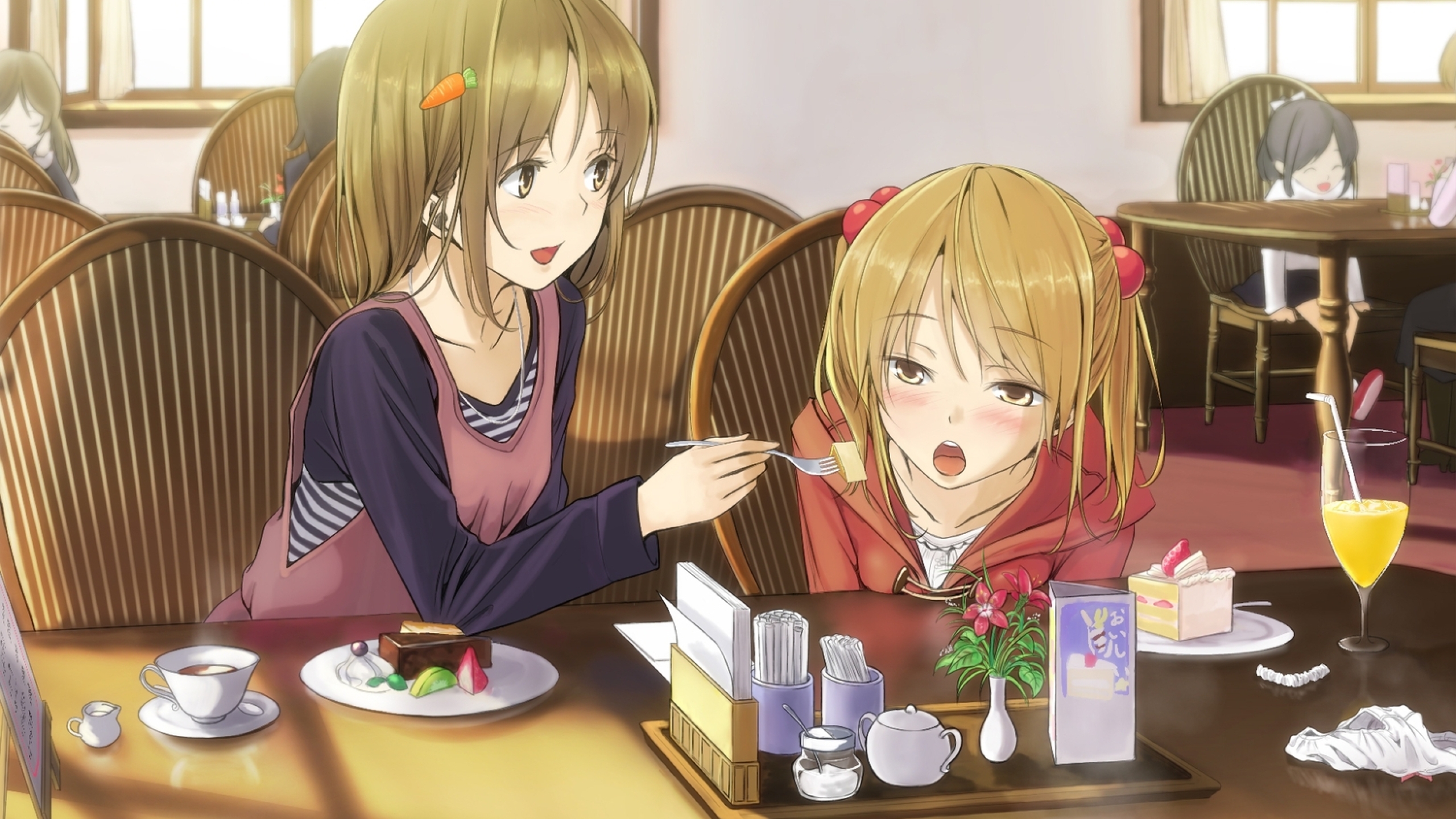 2560x1440 Resolution girls, cafe, cake 1440P Resolution Wallpaper ...