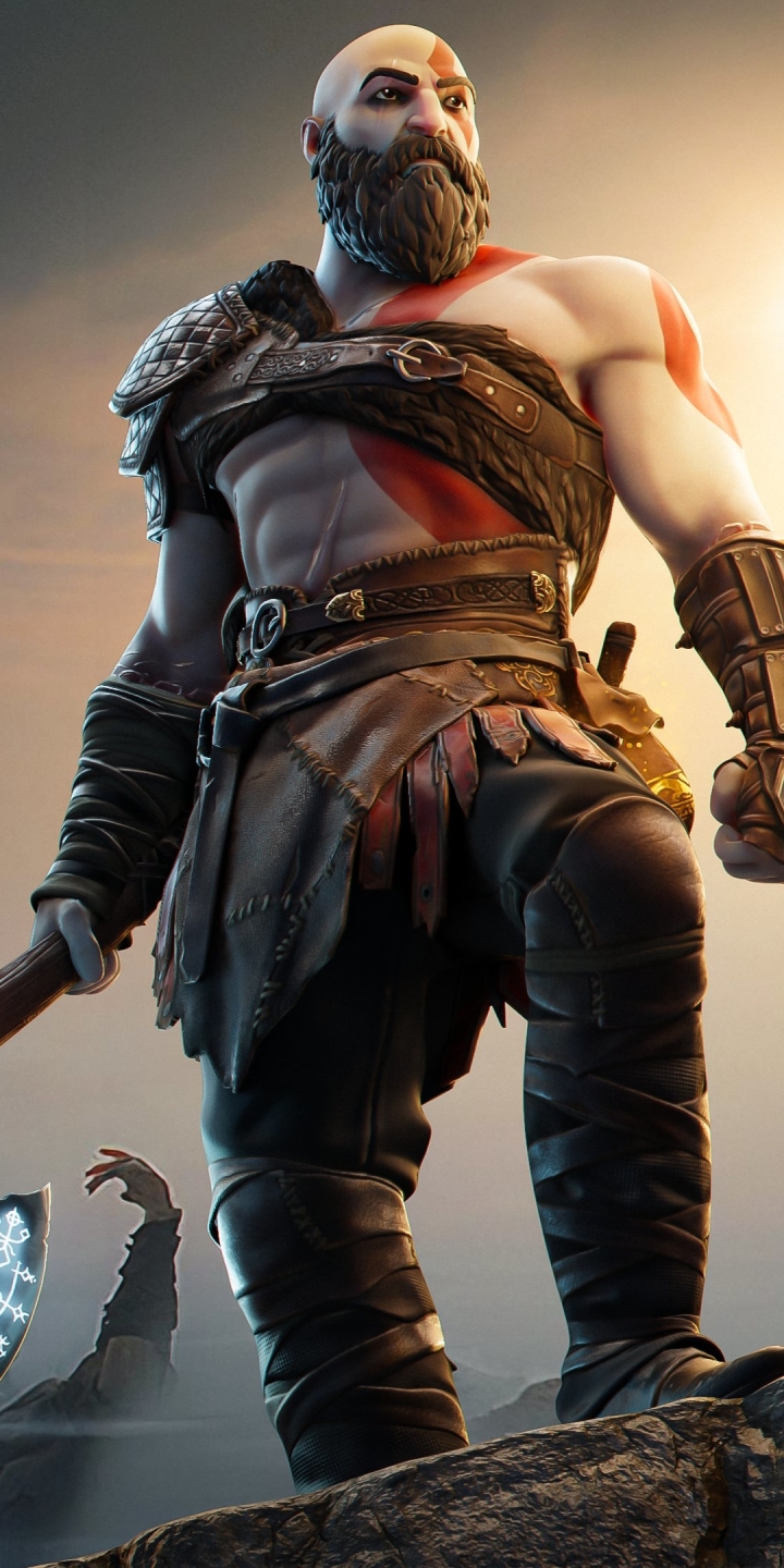 Kratos Wallpaper 4K, Fortnite, God of War, Skin