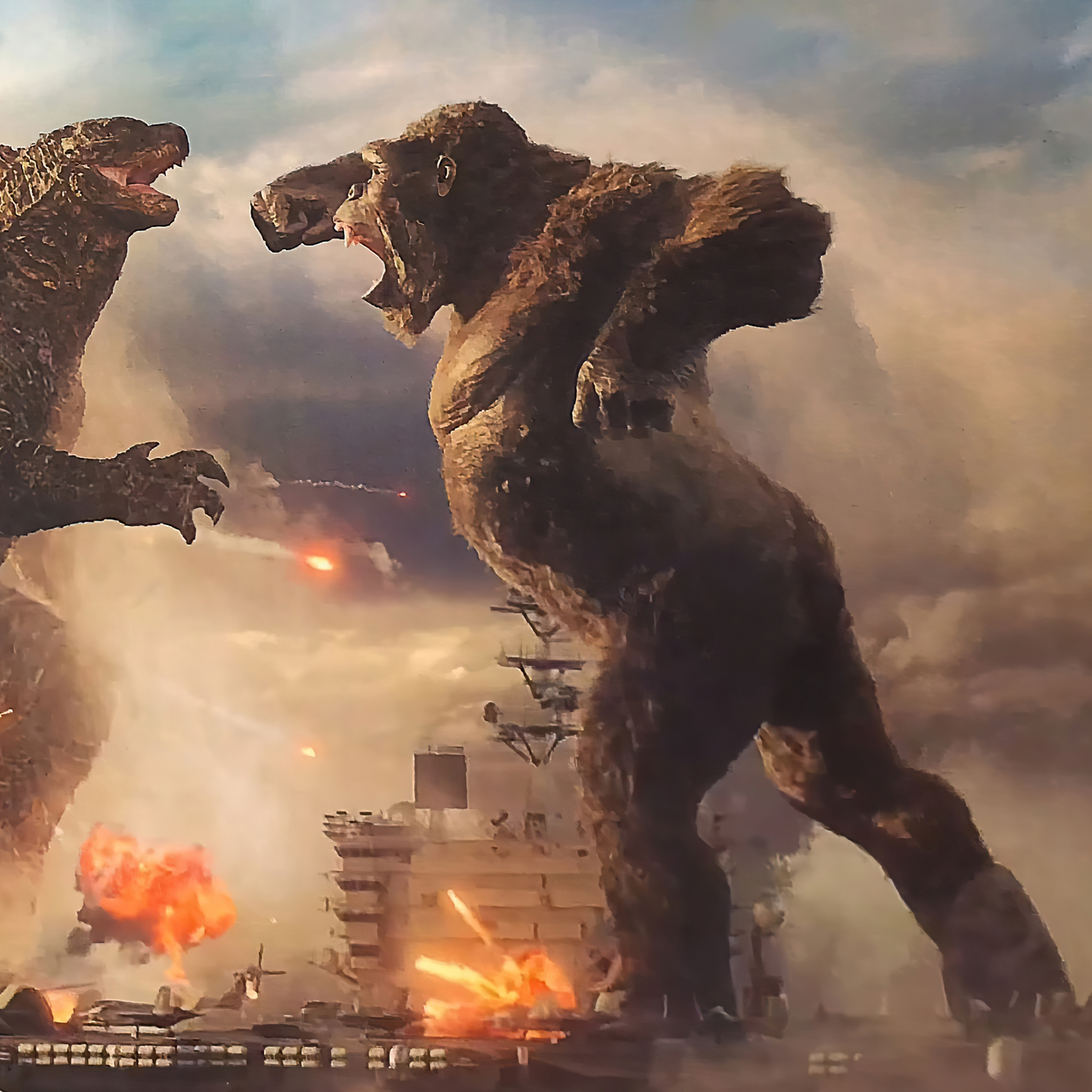 2048x2048 Godzilla Vs King Kong Fight Night Ipad Air Wallpaper, HD Movies 4...