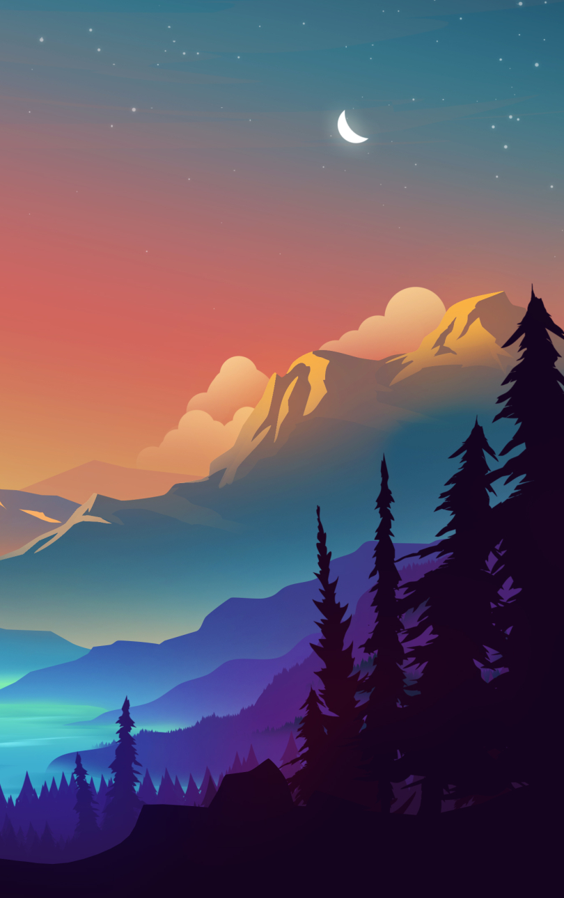 810x1290 Gradient Landscape 4k Illustration 810x1290 Resolution ...