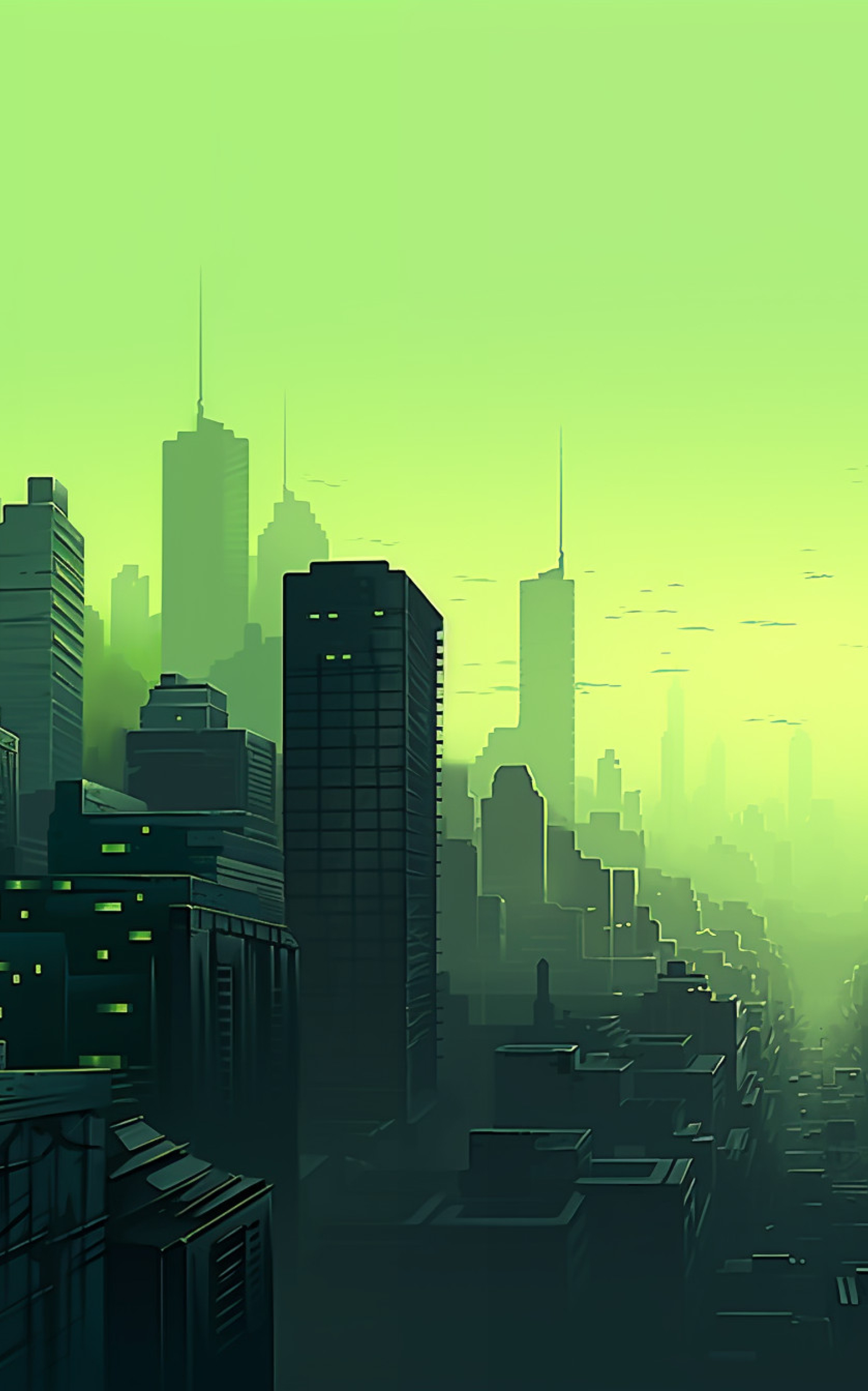 1848x2960 Resolution Green Cyber City 1848x2960 Resolution Wallpaper ...