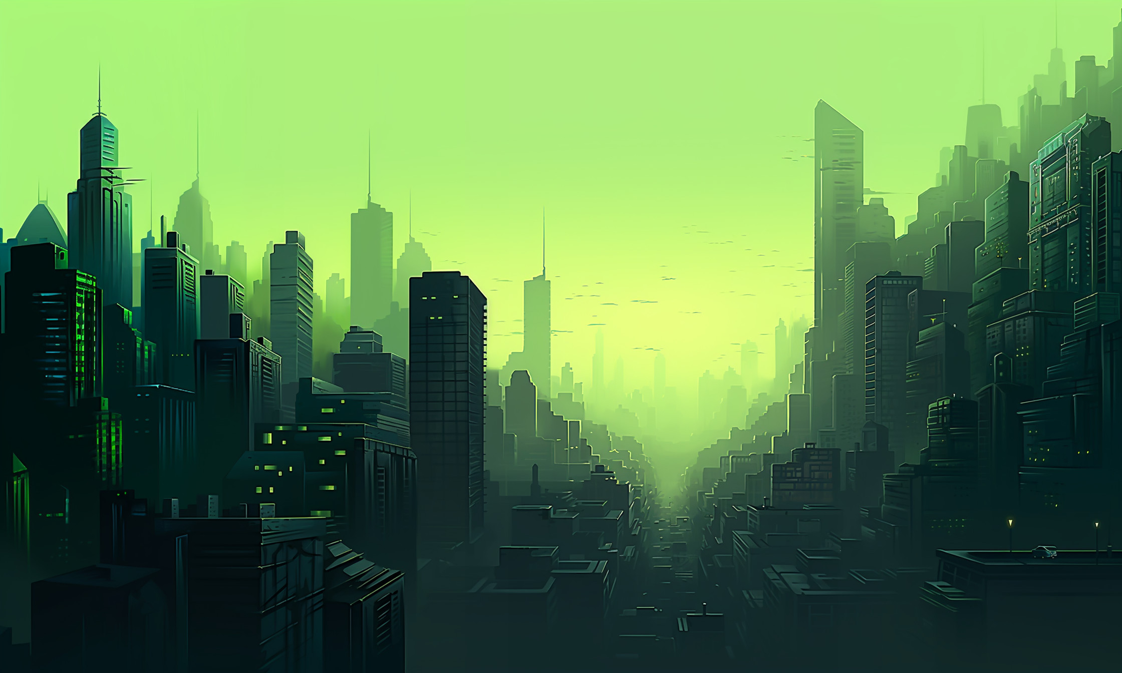 Green Cyber City Wallpaper, HD Artist 4K Wallpapers, Images and ...