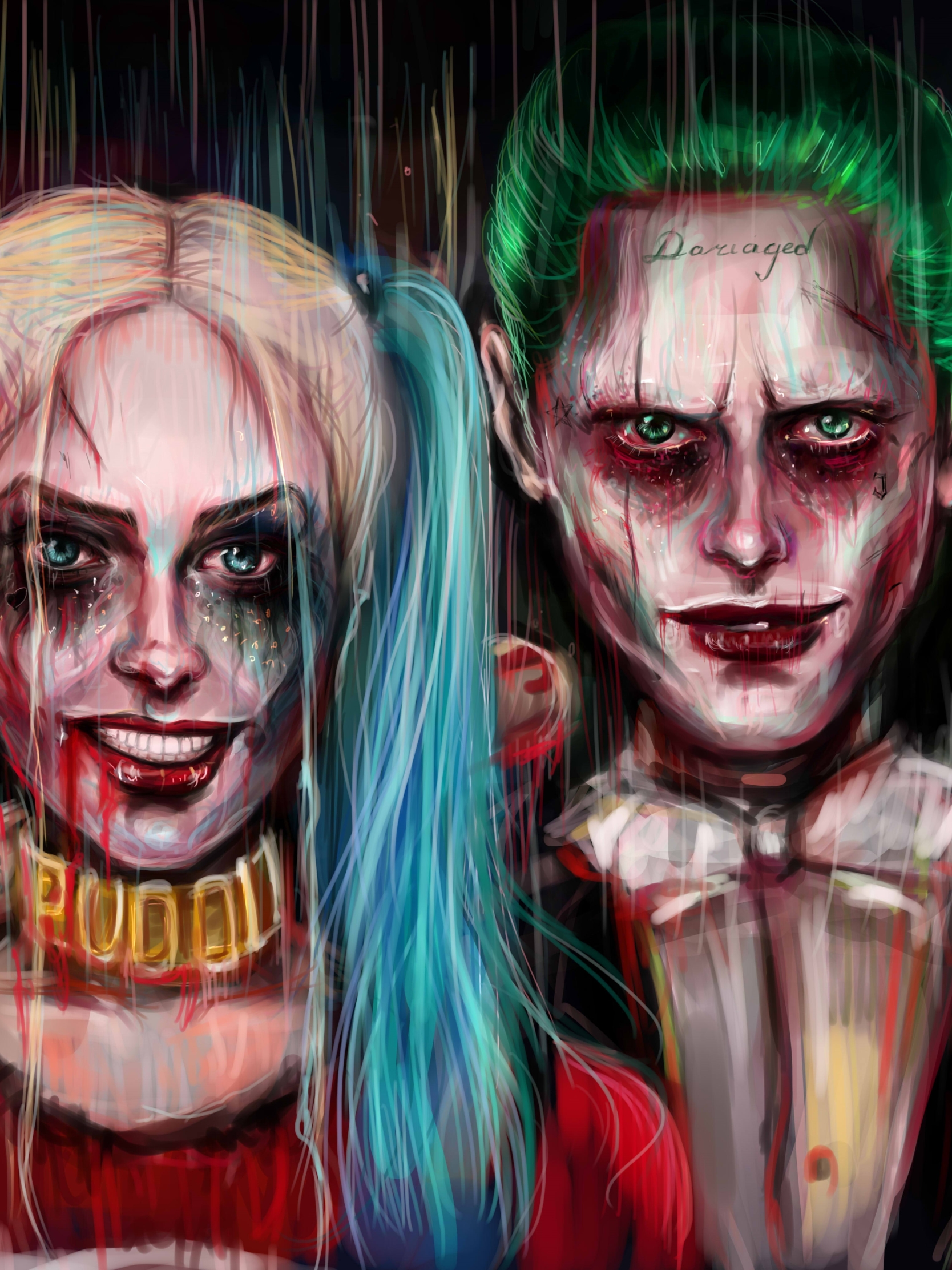 1668x2224 Harley Quinn Joker Painting Artwork 1668x2224 Resolution Wallpaper Hd Other 4k Wallpapers Images Photos And Background Wallpapers Den