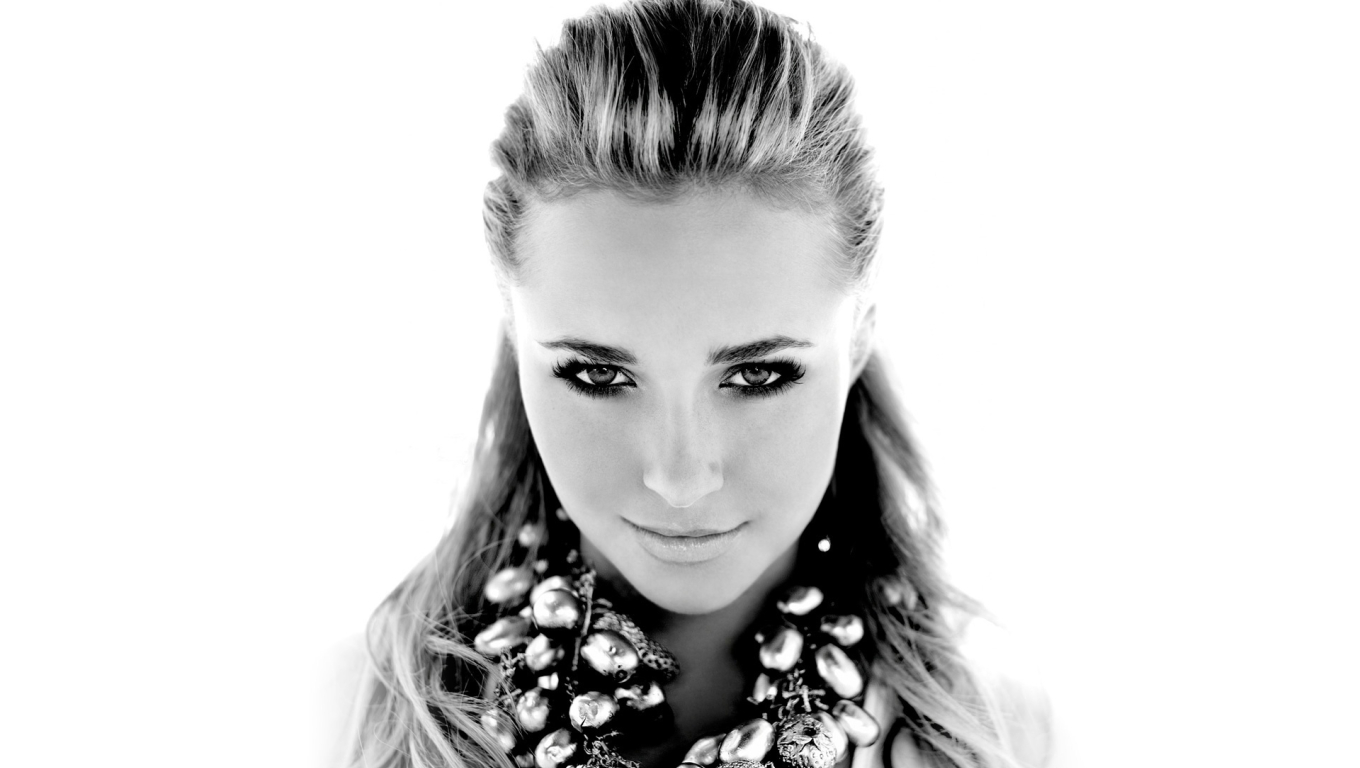 1360x768 Resolution Hayden Panettiere black and white wallpapers ...