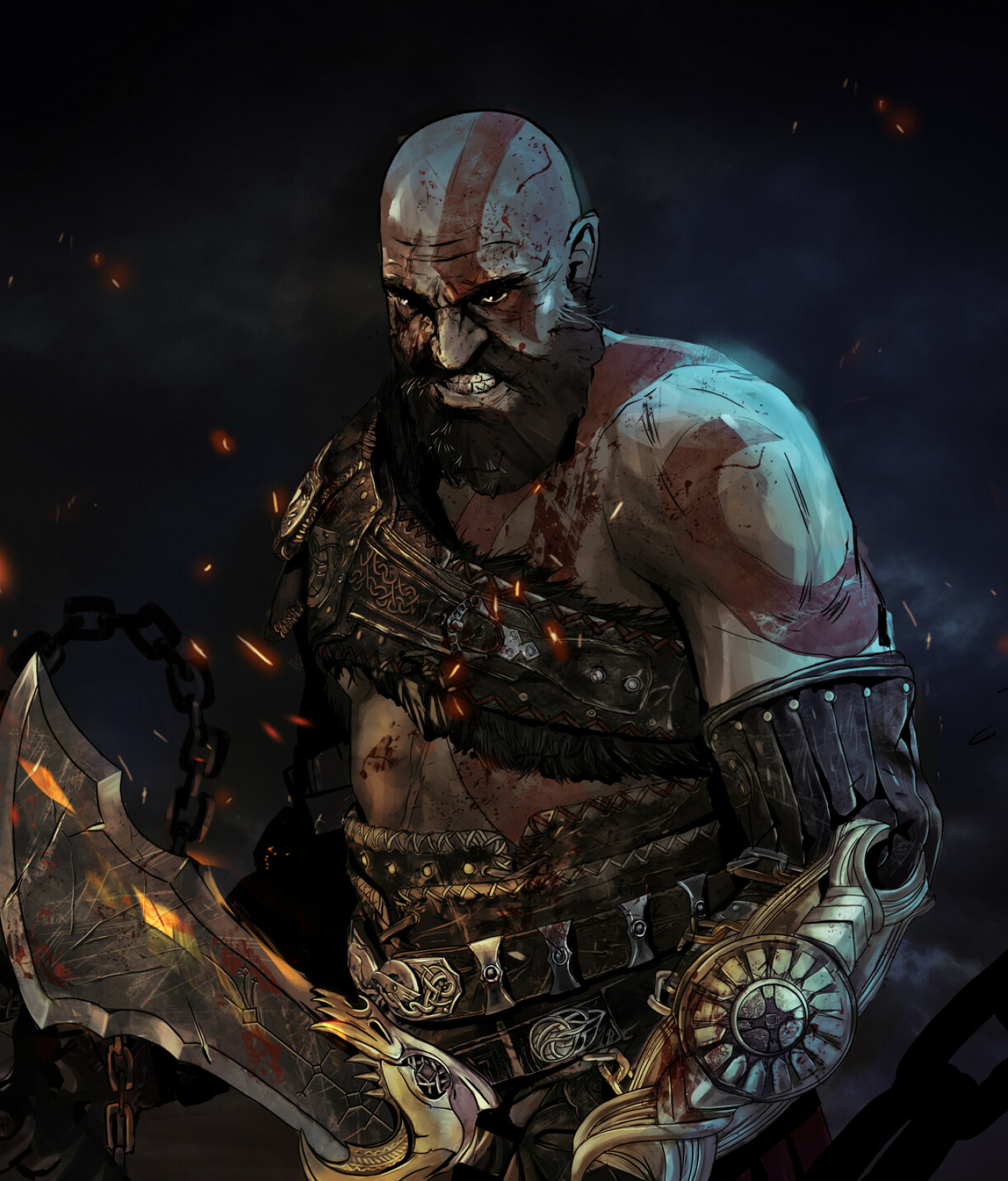 HD Kratos God Of War Ragnarök Cartoon Art Wallpaper, HD Games 4K