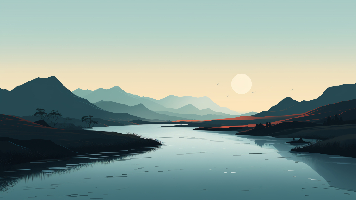 1366x768 Resolution HD Minimalist River 1366x768 Resolution Wallpaper ...