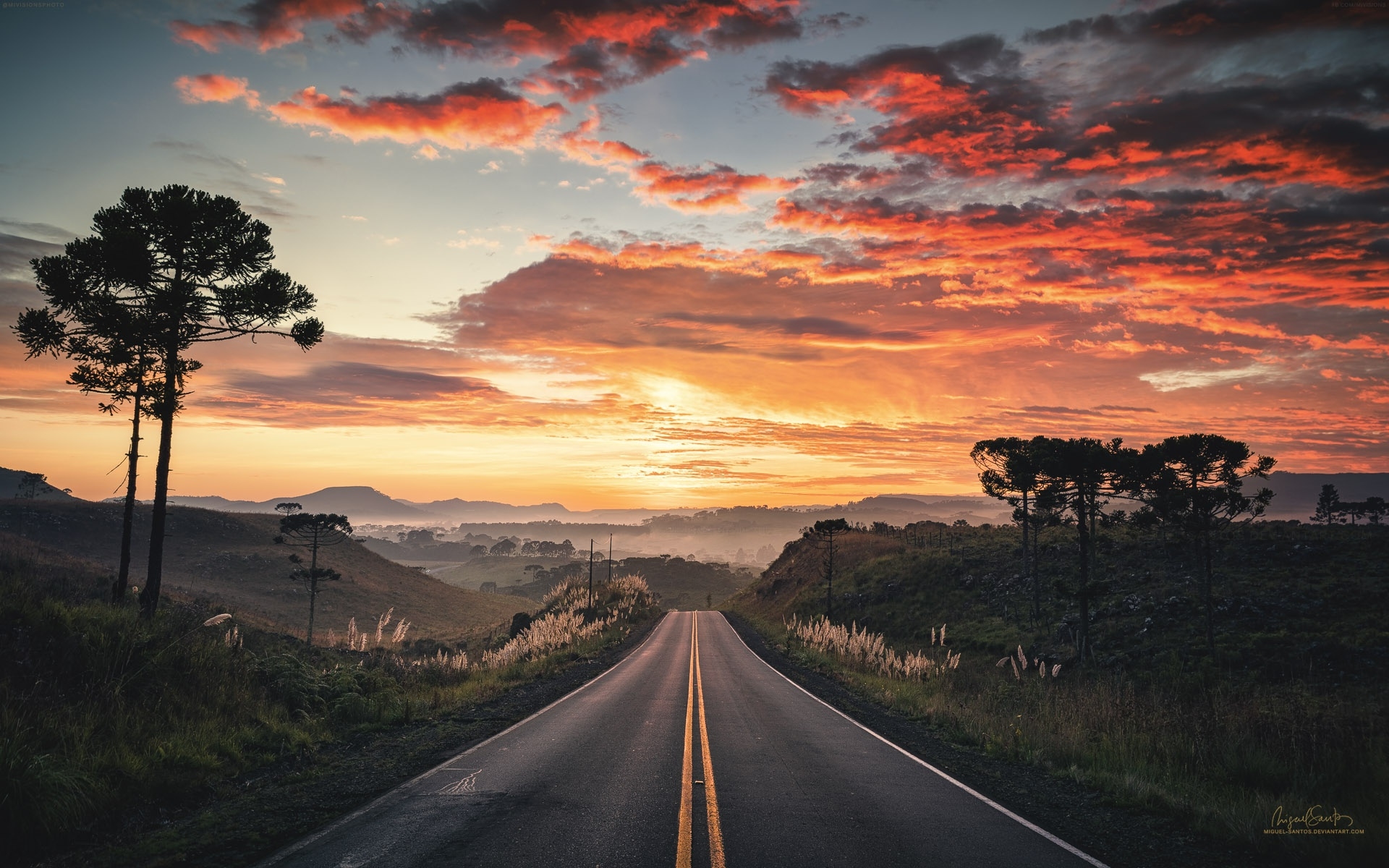 HD Road View with Sunset Wallpaper, HD Nature 4K Wallpapers, Images