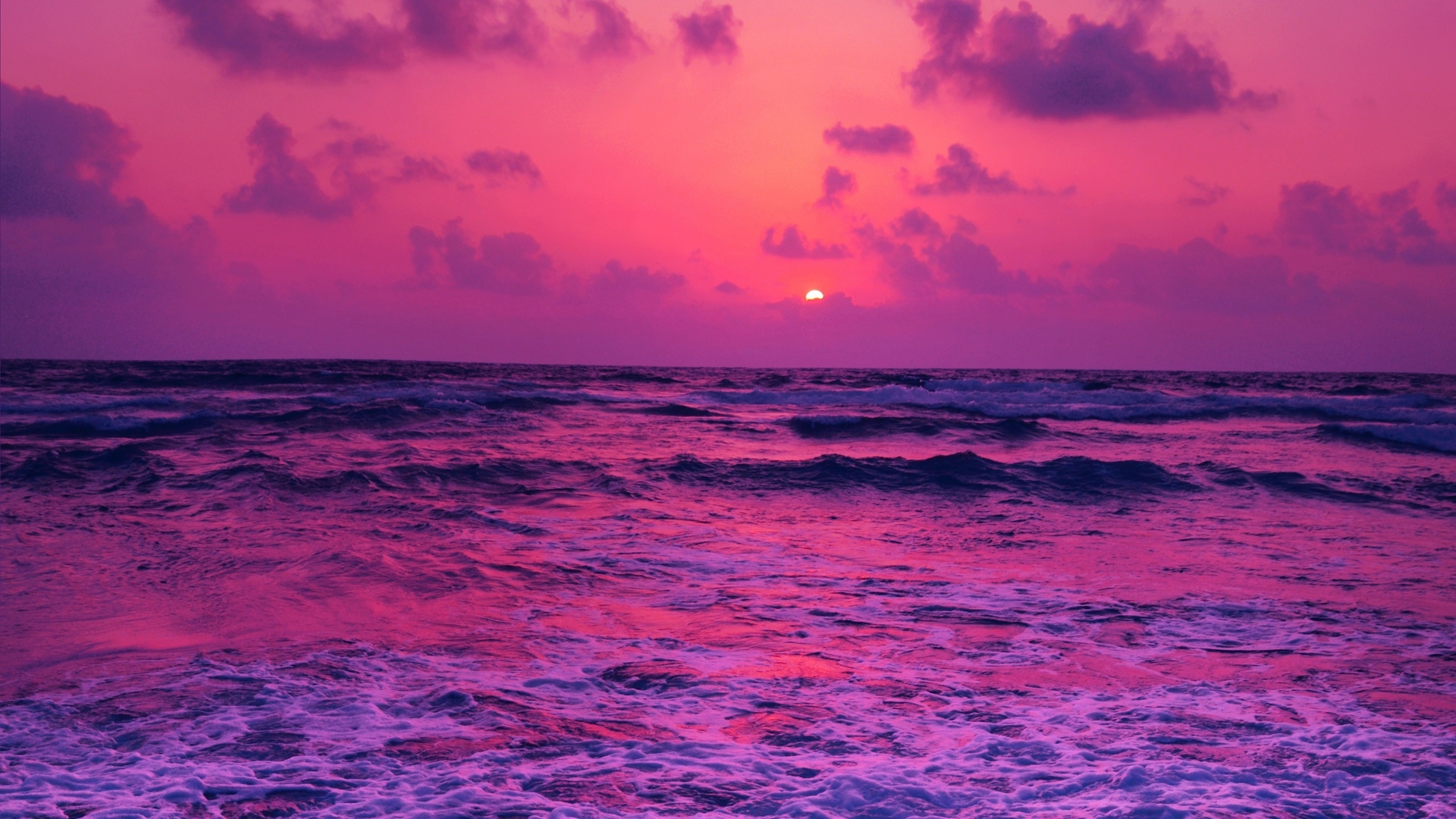 Horizon Pink Sunset Near Sea Wallpaper HD Nature 4K Wallpapers Images 