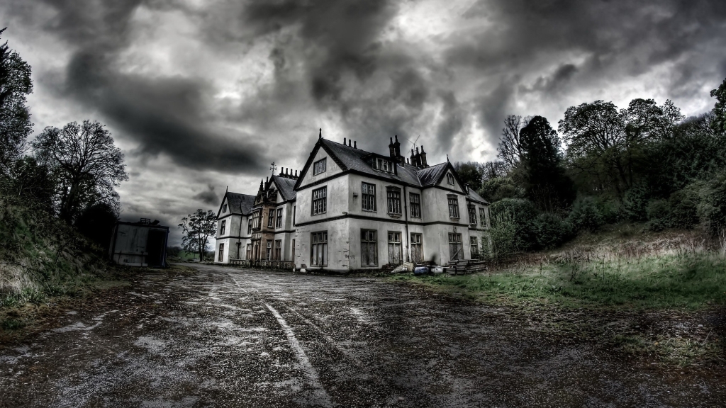1024x576 Horror House Monochrome 1024x576 Resolution Wallpaper, HD Fantasy  4K Wallpapers, Images, Photos and Background - Wallpapers Den