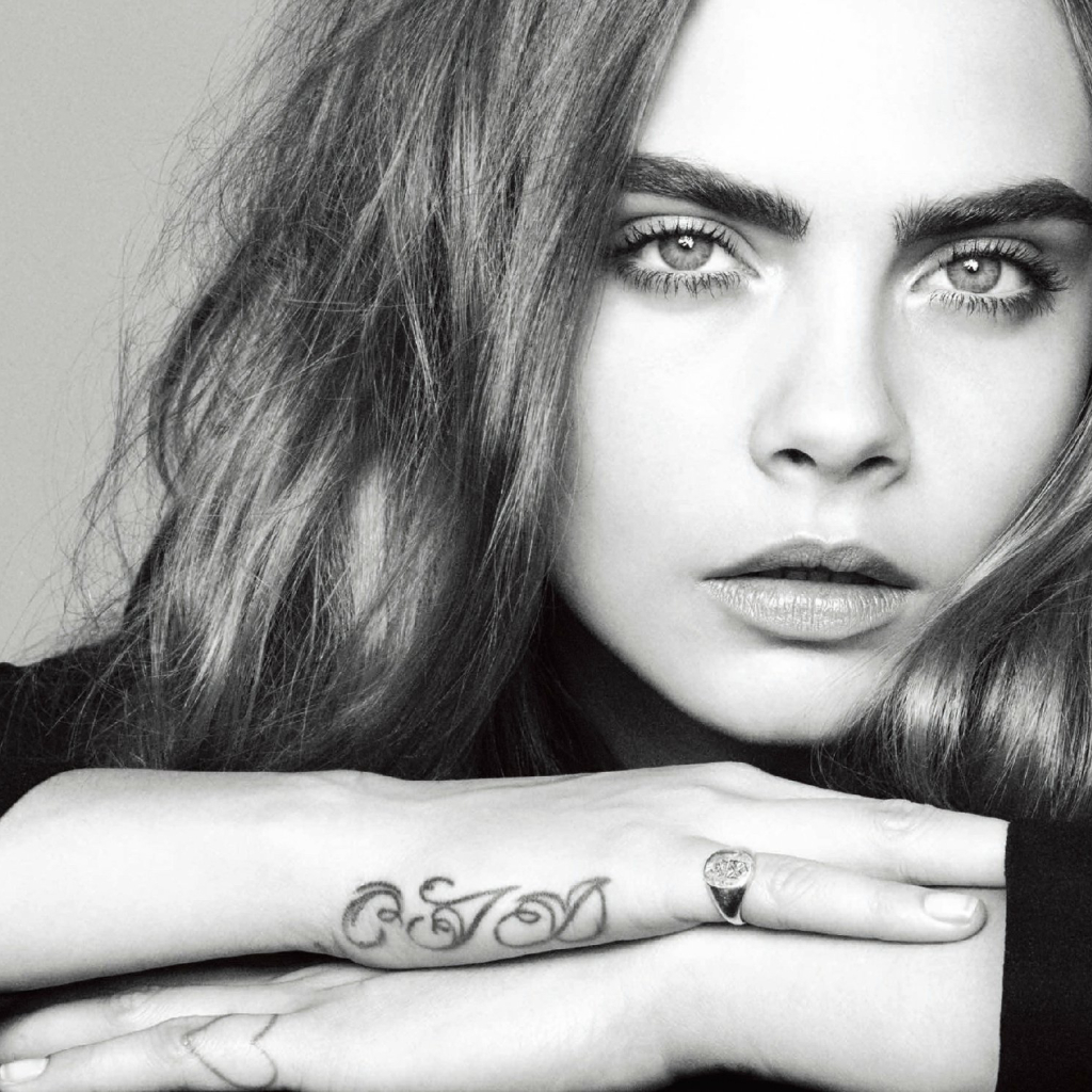 1024x1024 Resolution Hottie Cara Delevingne Black And White 1024x1024 Resolution Wallpaper 