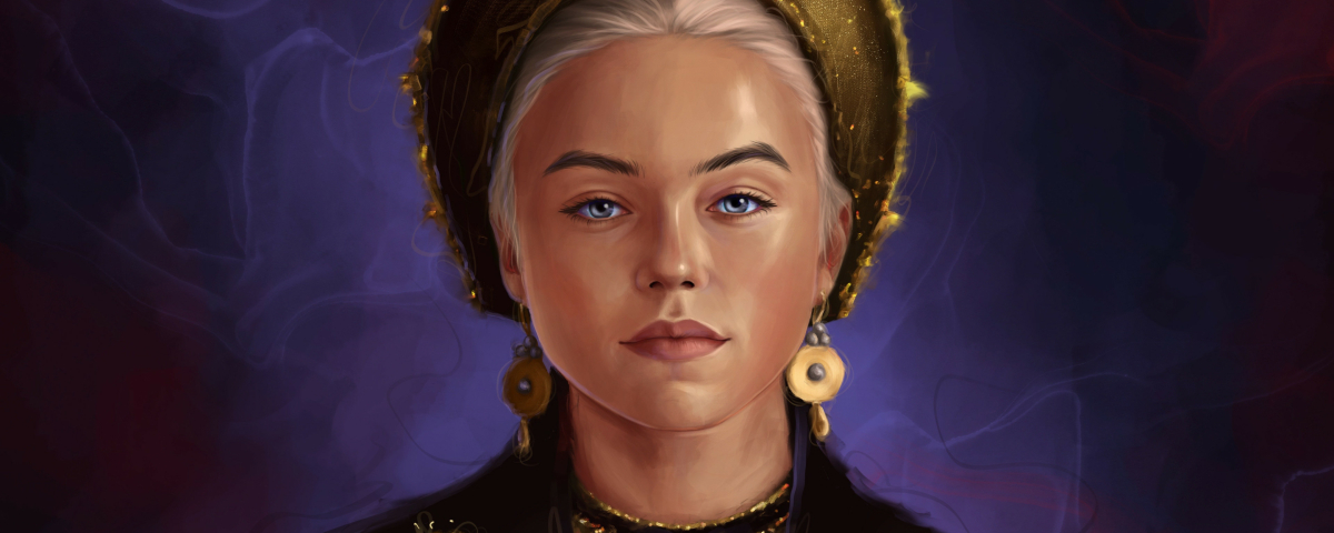 1200x480 House of the Dragon 4k Rhaenyra Targaryen Portrait Painting