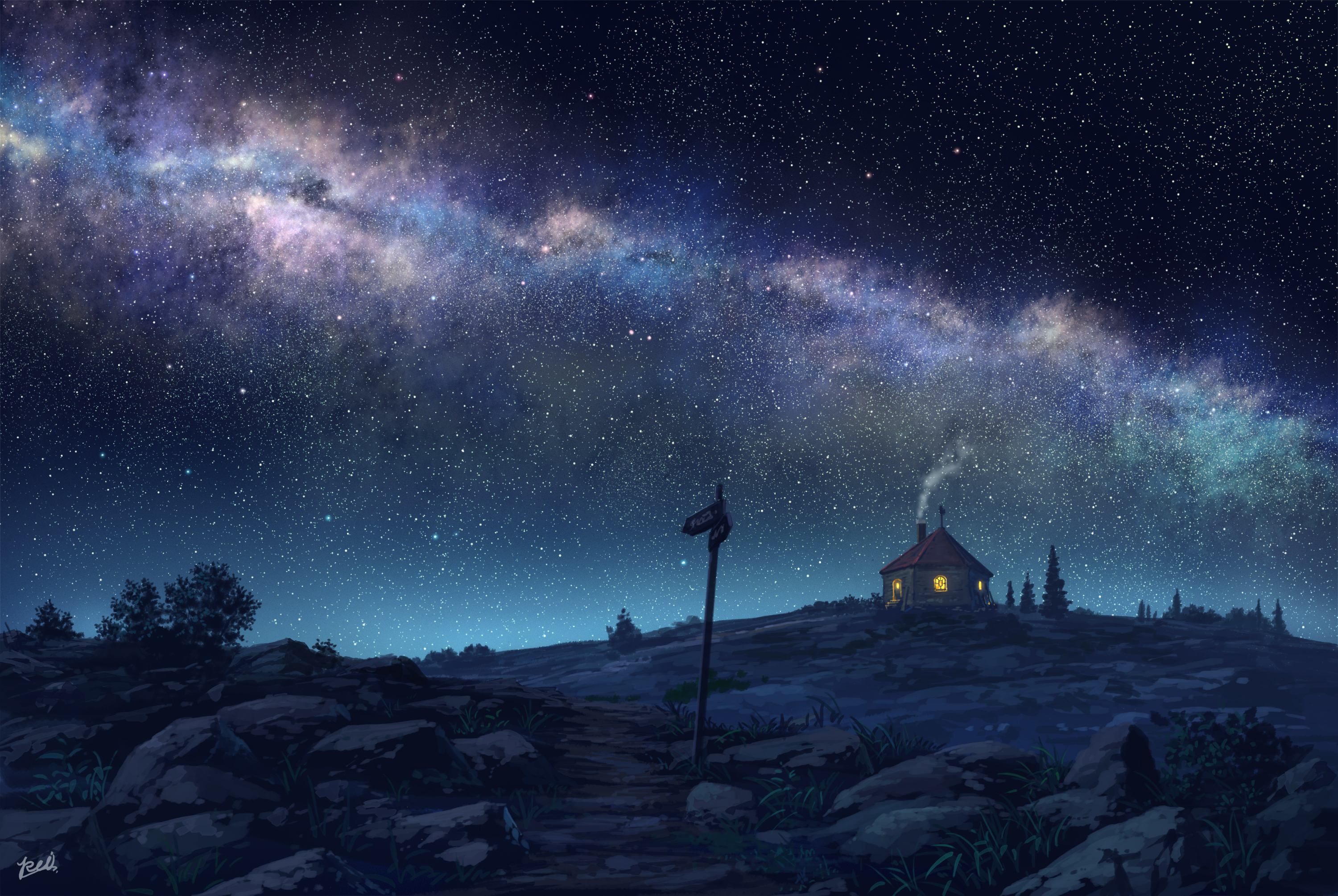 Hut House and Starry Night Wallpaper, HD Artist 4K Wallpapers, Images,  Photos and Background - Wallpapers Den