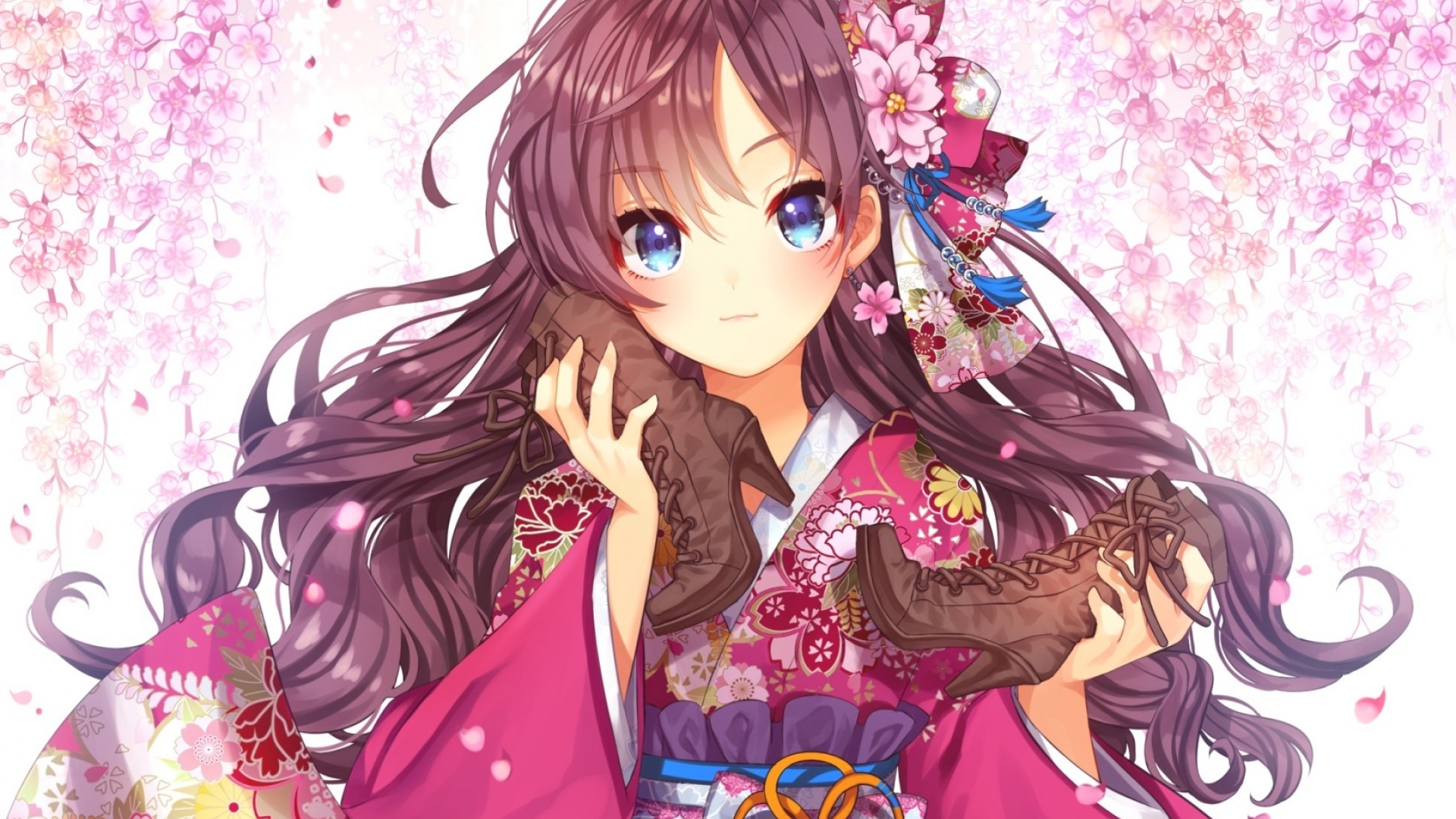 1920x1080 Idolmaster Cinderella Girls Kimono Sakura 1080p Laptop Images, Photos, Reviews