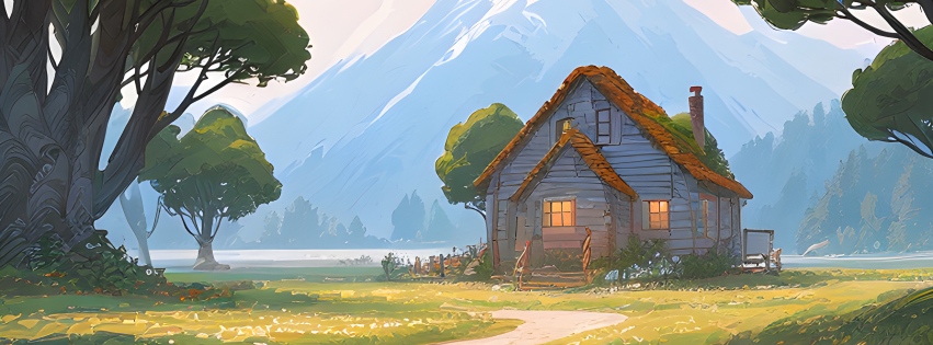 851x315 Immersive Illustration of House 4K 851x315 Resolution Wallpaper