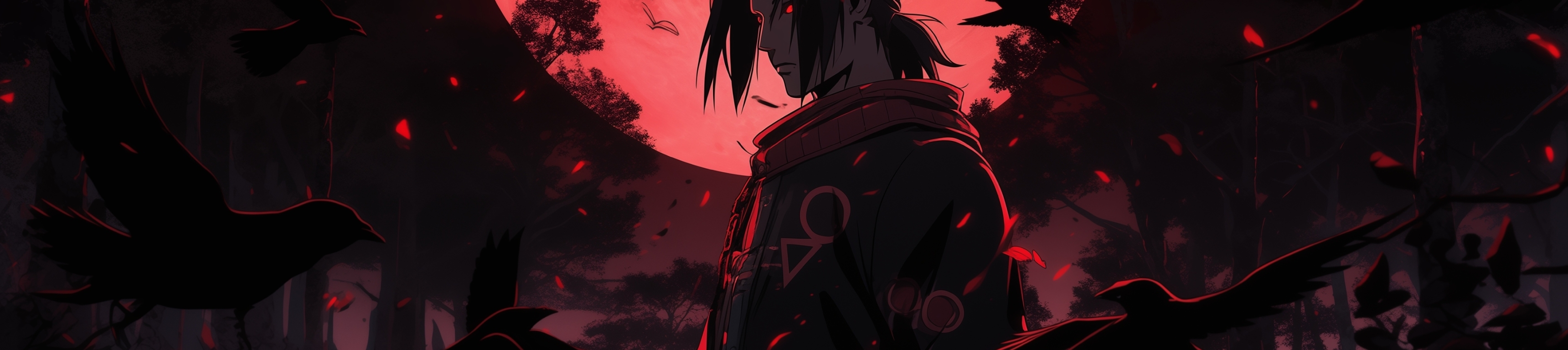 3440x768 Resolution Itachi Uchiha 4K Naruto Red Night 3440x768