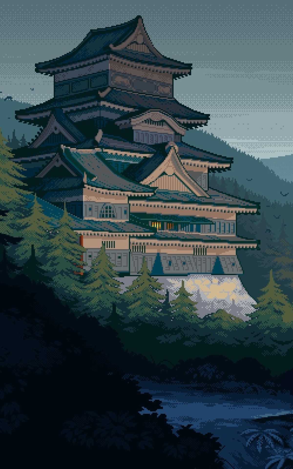 10x19 Japanese Castle Pixel Art 10x19 Resolution Wallpaper Hd Artist 4k Wallpapers Images Photos And Background Wallpapers Den