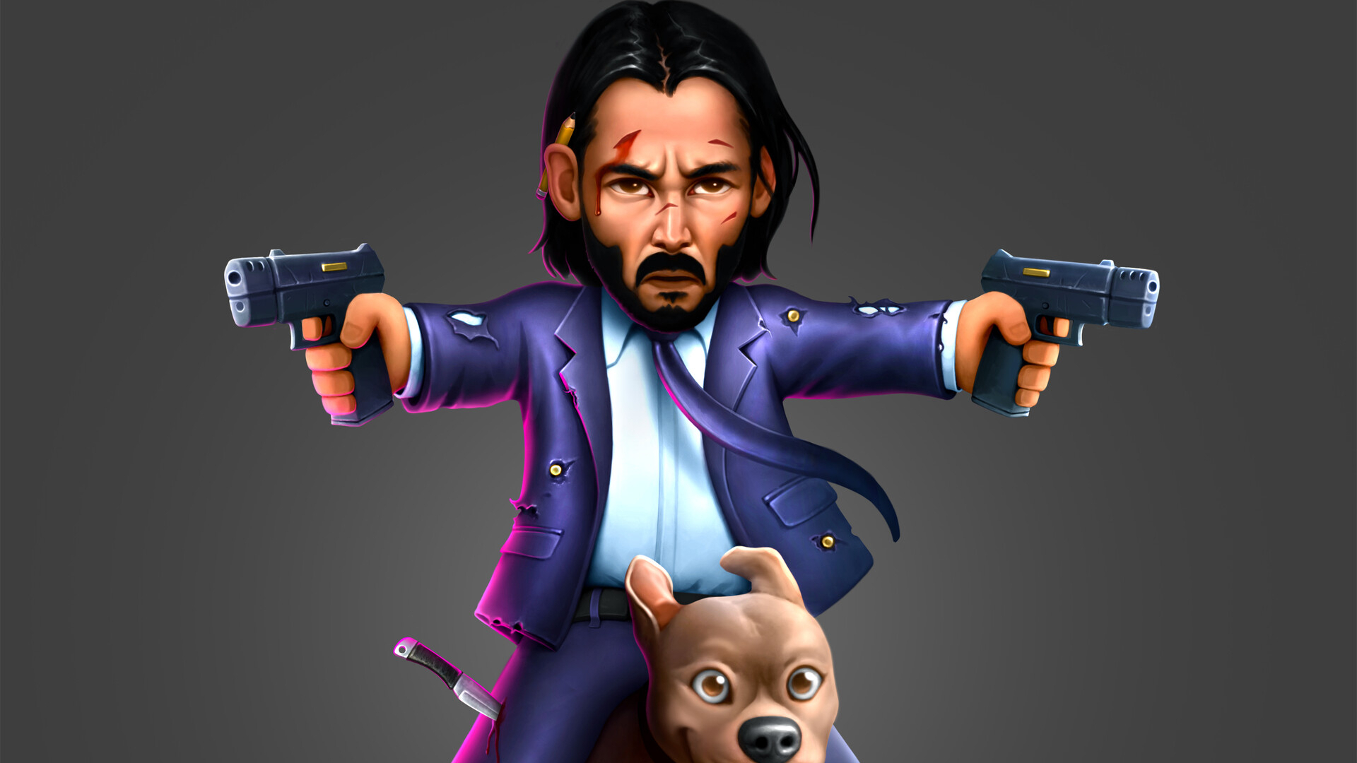 1920x1080 Resolution John Wick as Keanu Reeves and Dog 1080P Laptop