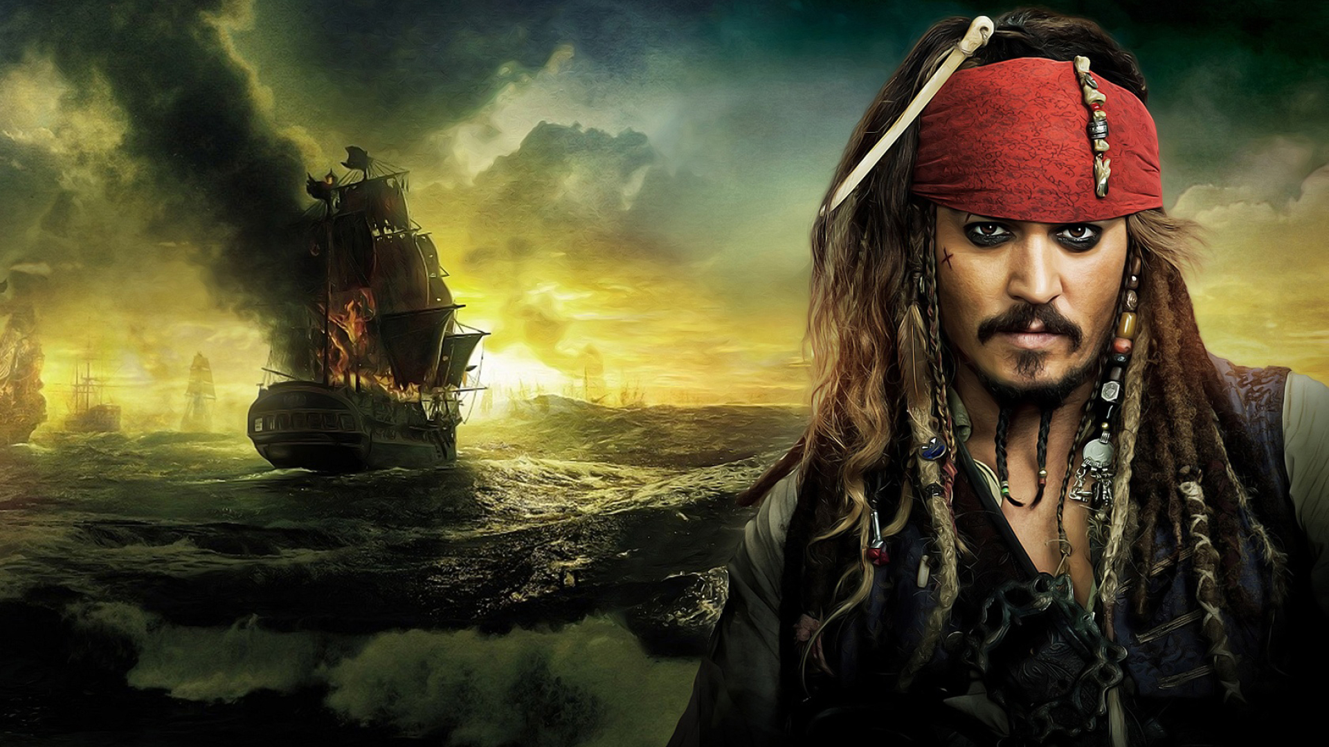 1920x1080 Resolution Johnny Depp in pirates of the caribbean 1080P