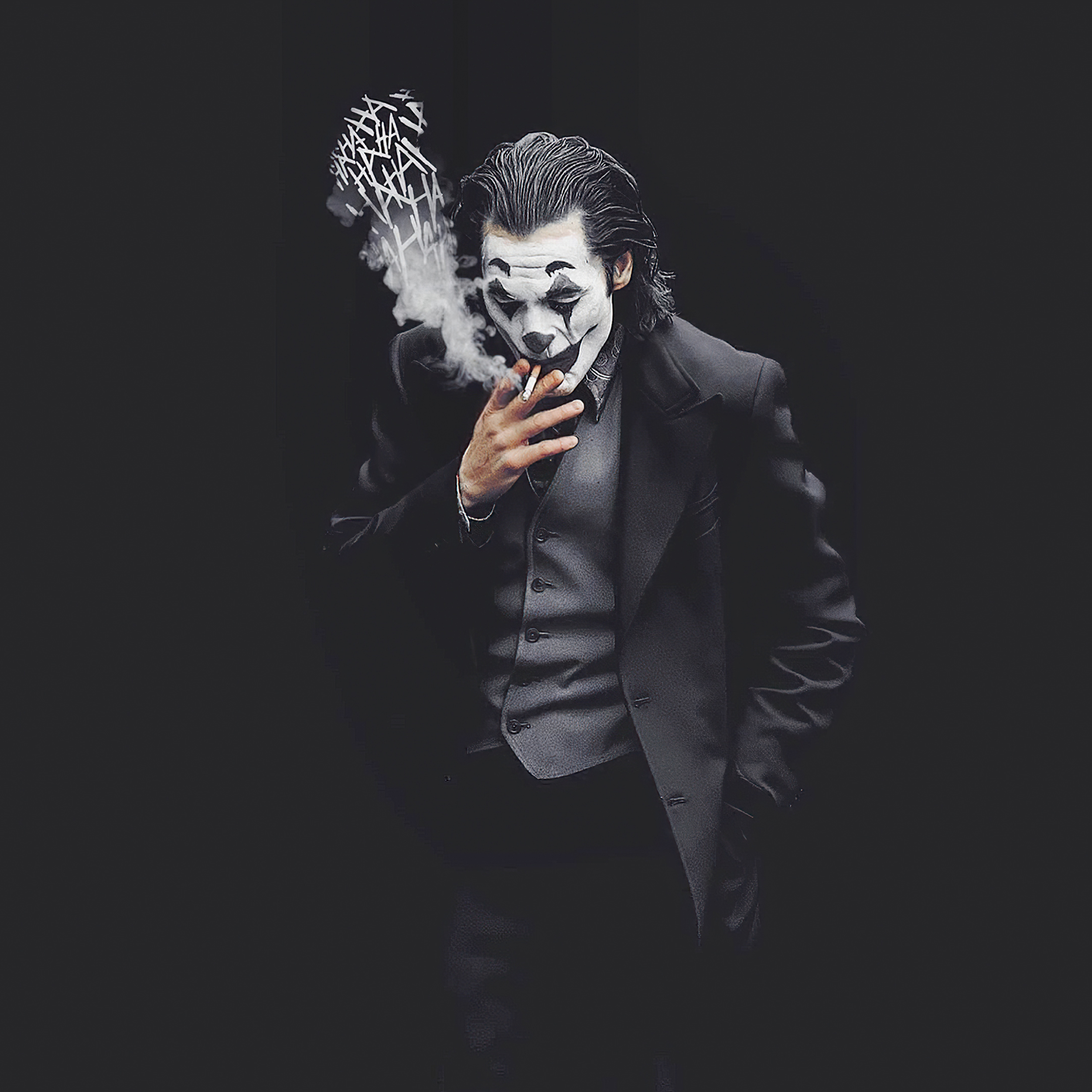 2932x2932 Joker Smoking Monochrome Ipad Pro Retina Display Wallpaper