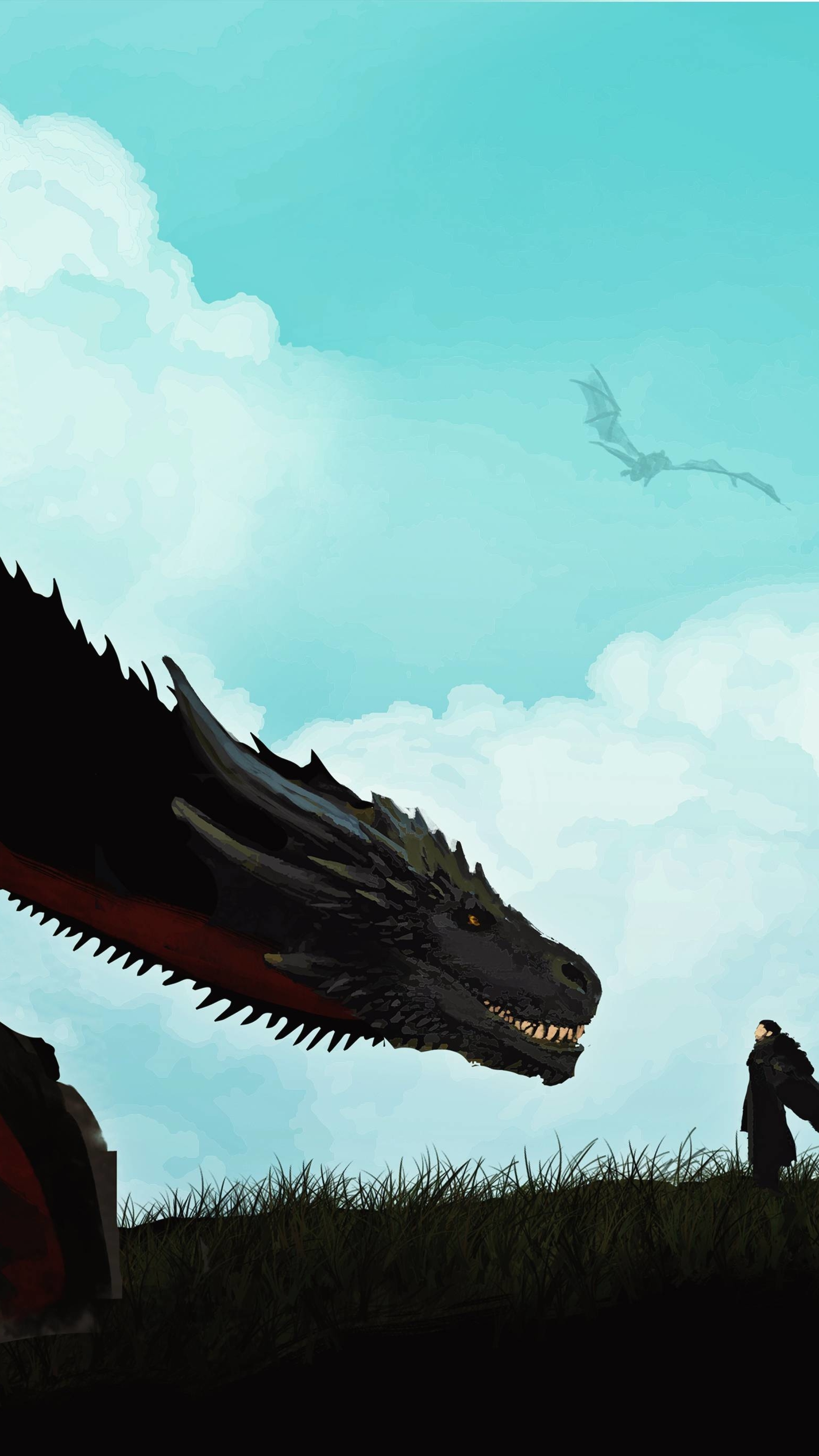 Jon Snow Meets The Dragon Minimal, HD 4K Wallpaper