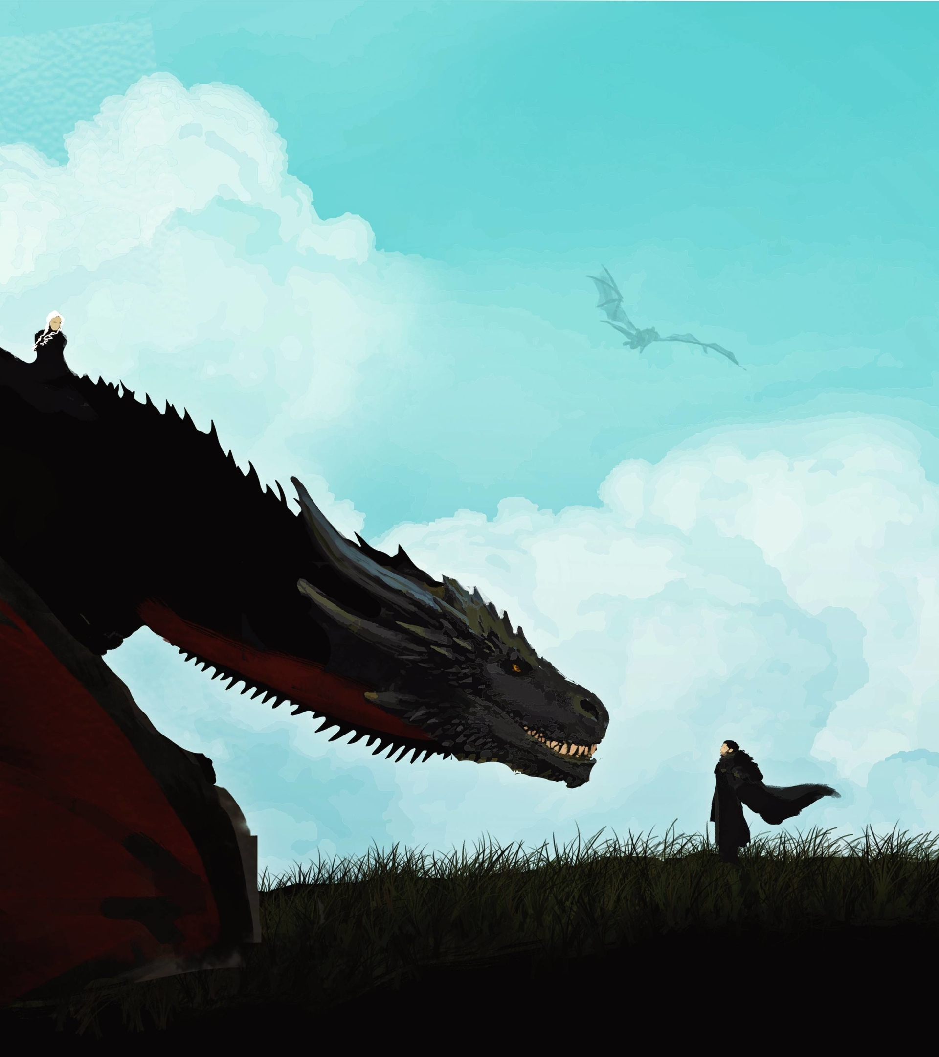 1920x2160 Jon Snow Meets The Dragon Minimal 1920x2160 Resolution ...