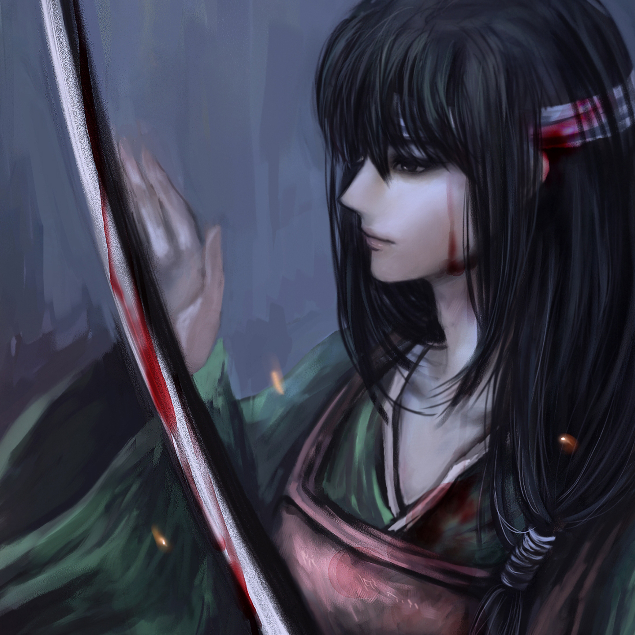 Samurai girl. Гинтама Кацура арт. Катана самурая.