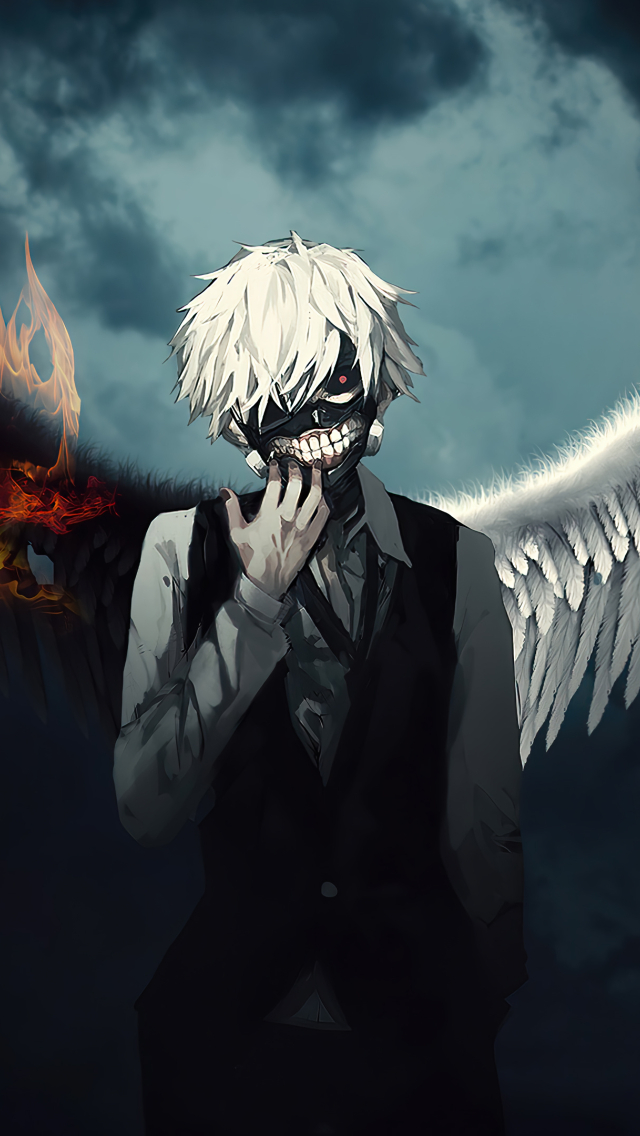 640x1136 Ken Kaneki Fire Wings iPhone 5,5c,5S,SE ,Ipod ...