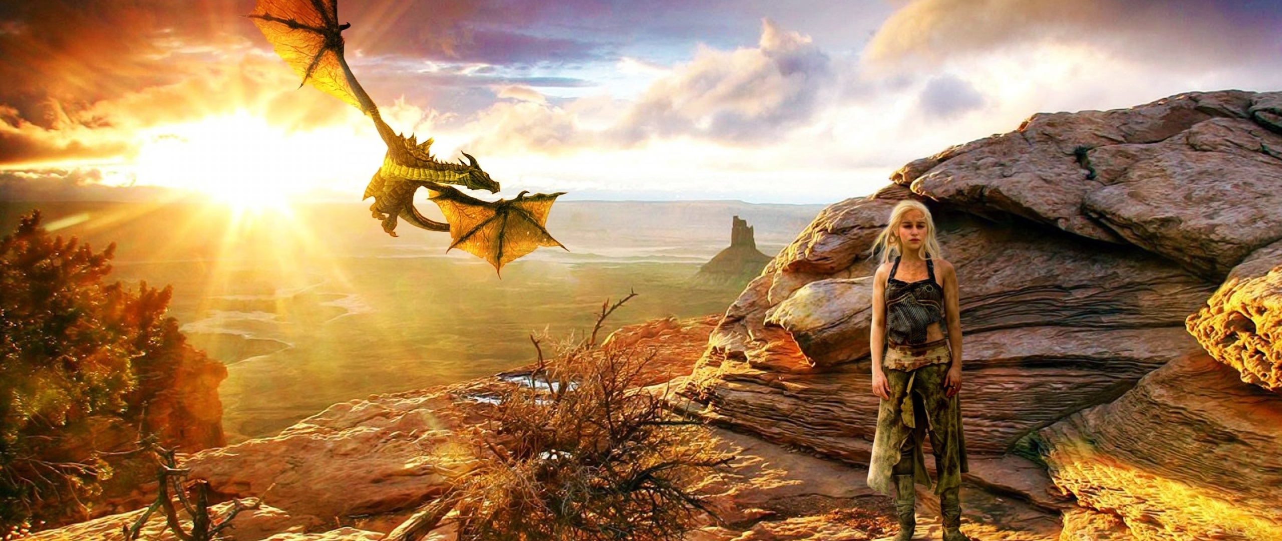 Khaleesi With Dragon Game  Of Thrones  Full HD  2K Wallpaper 