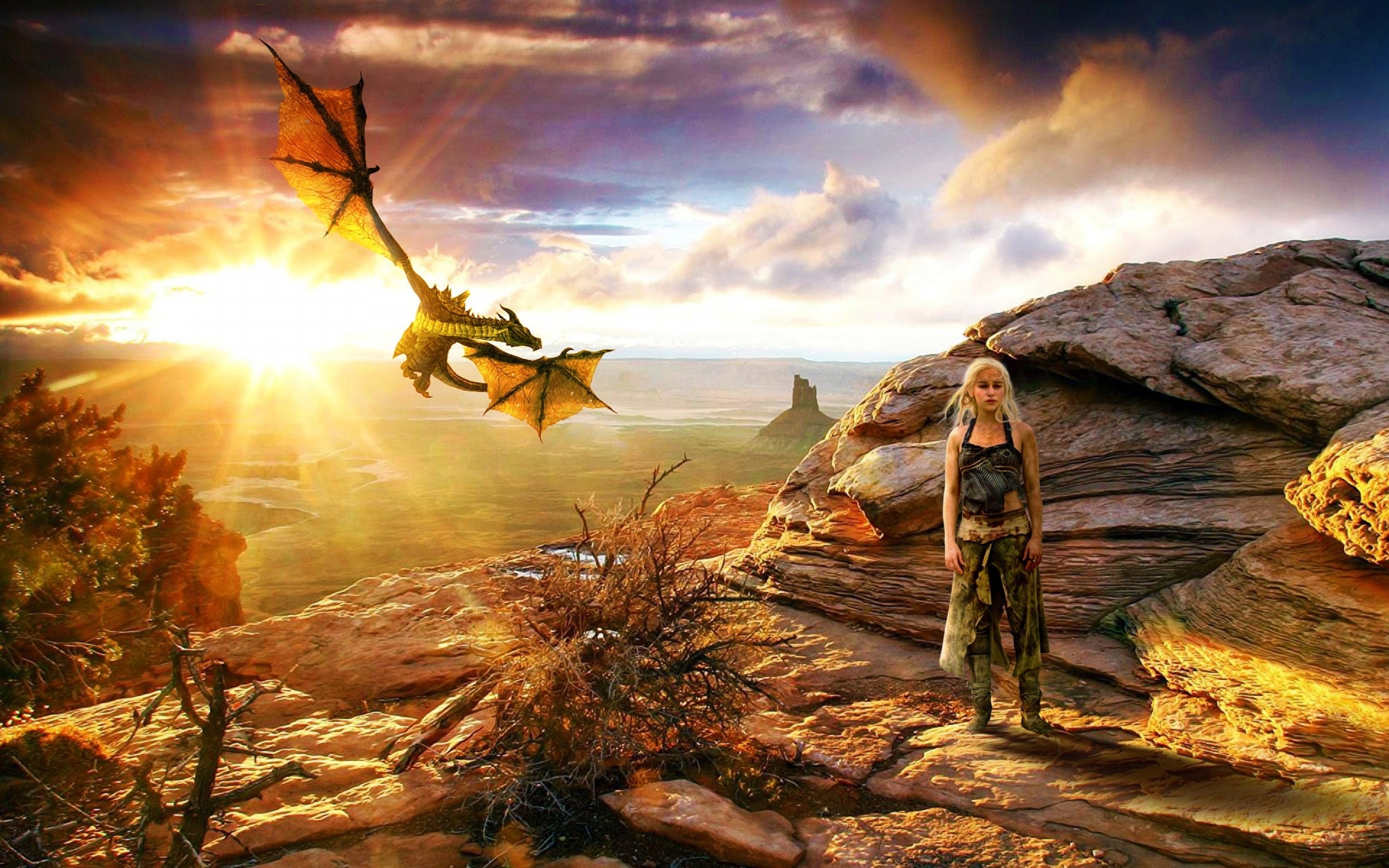 Khaleesi With Dragon Game  Of Thrones  Full HD 2K Wallpaper 