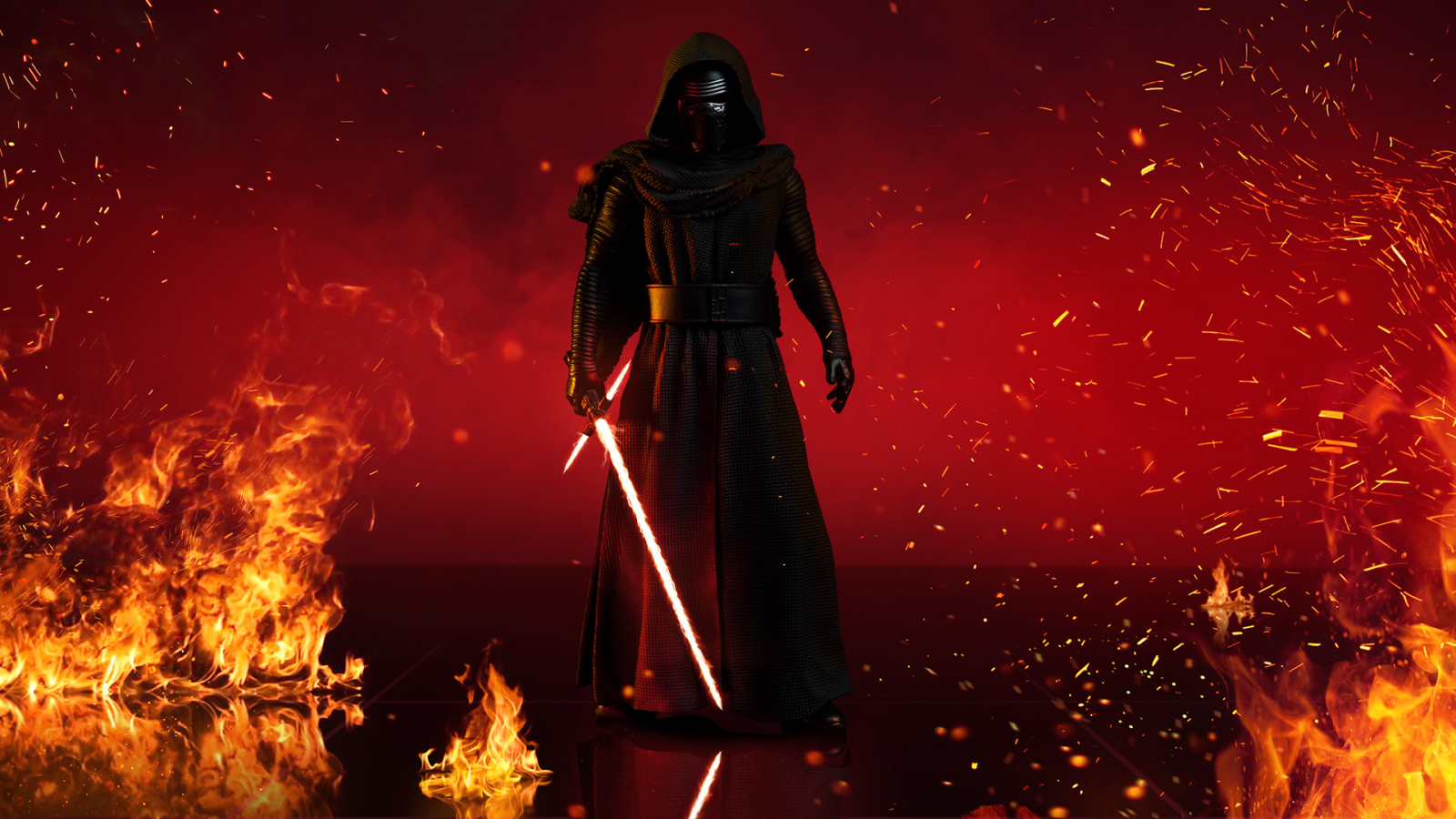 1600x900 Kylo Ren With Lightsaber In Star Wars 1600x900