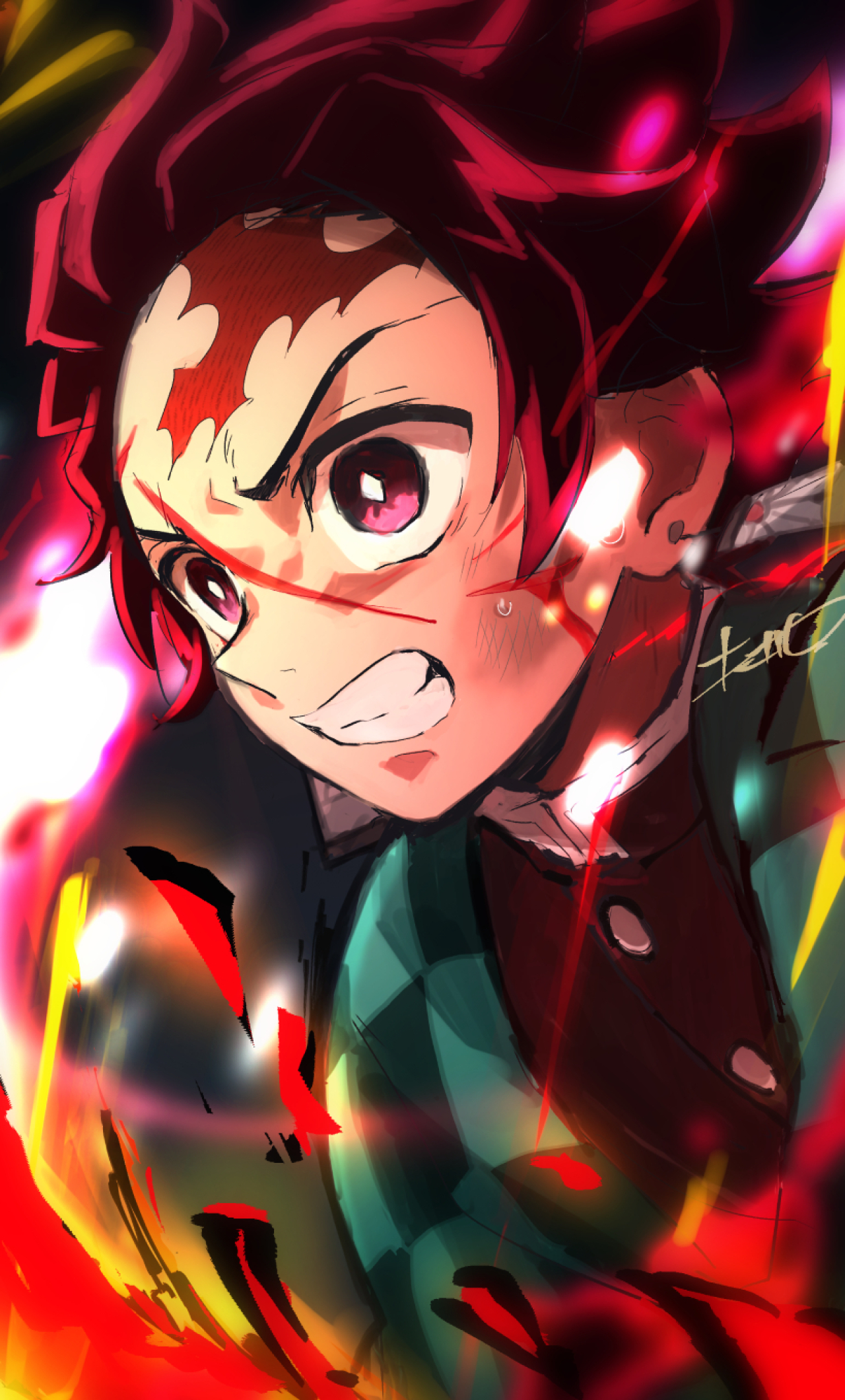 1280x2120 Resolution Kyojuro Rengoku Demon Slayer Kimetsu no Yaiba Art ...