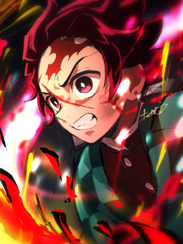 600x800 Resolution Kyojuro Rengoku Demon Slayer Kimetsu no Yaiba Art ...