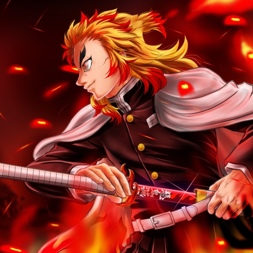 512x512 Resolution Kyojuro Rengoku HD Demon Slayer: Kimetsu No Yaiba ...