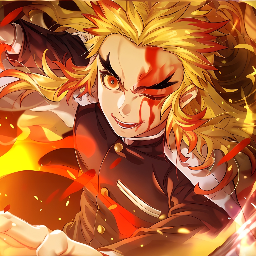 1080x1080 Kyojuro Rengoku In Demon Slayer 2023 Digital Art 1080x1080 Resolution Wallpaper Hd 