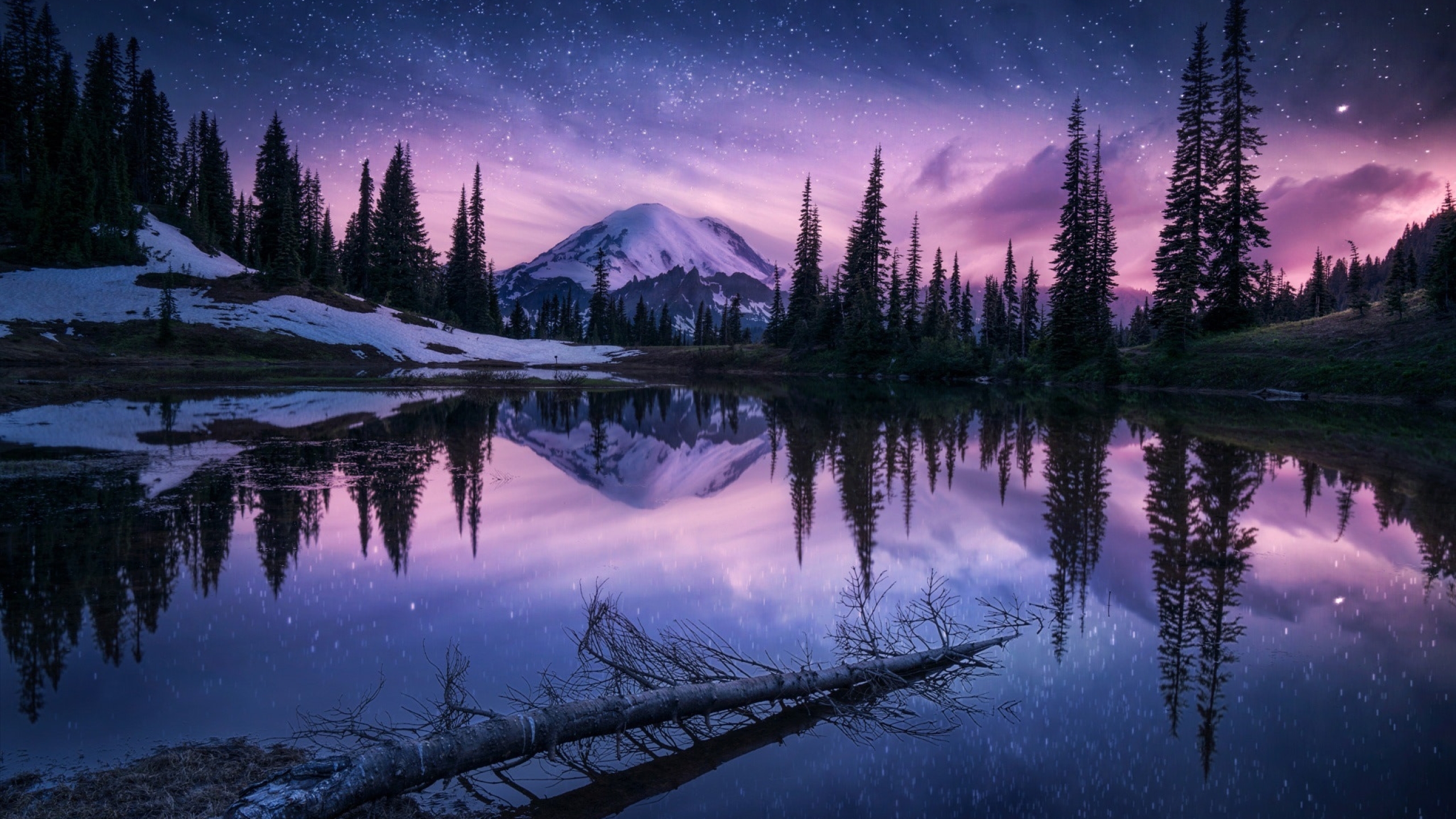 2560x1440 Lake Nature Night Reflection 1440p Resolution Wallpaper Hd