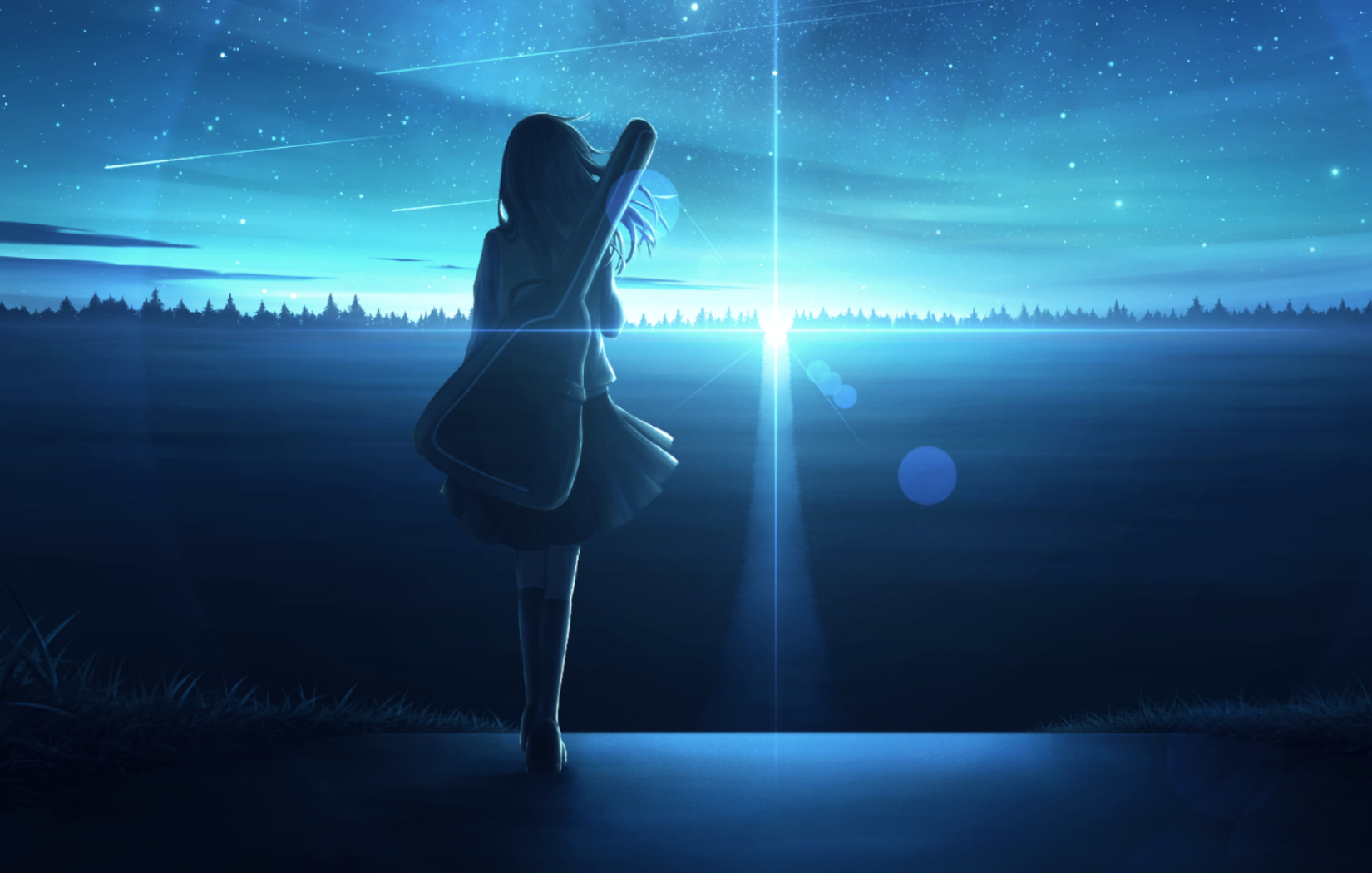1650x1050 Lonely Anime Girl in Sunset 1650x1050 Resolution Wallpaper ...