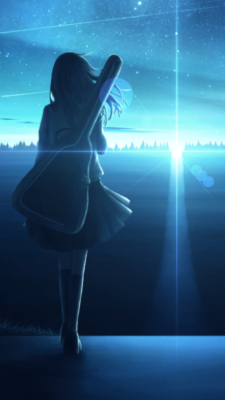 320x568 lonely anime girl in sunset 320x568 resolution