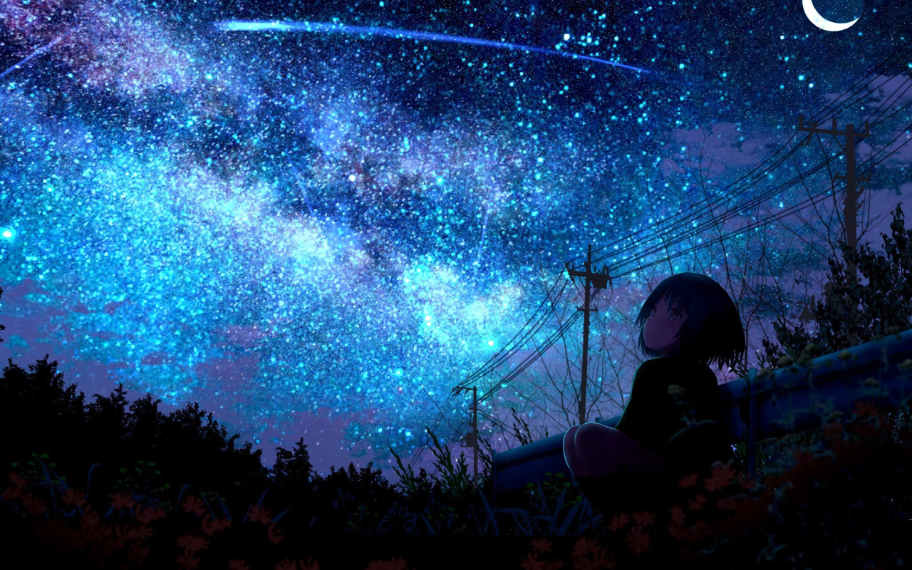 1280x800 Lonely Girl Starring Shooting Star 1280x800 Resolution Wallpaper Hd Anime 4k Wallpapers Images Photos And Background